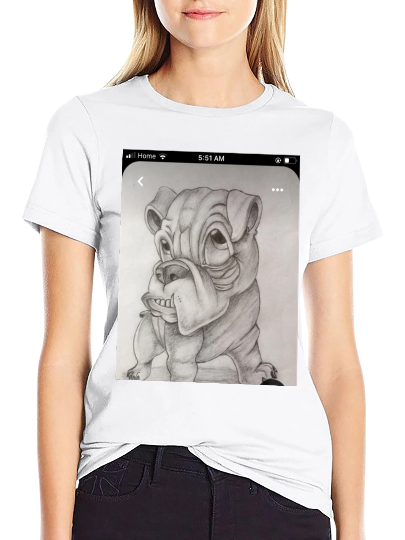 Bulldog Sketch Black T-Shirt
