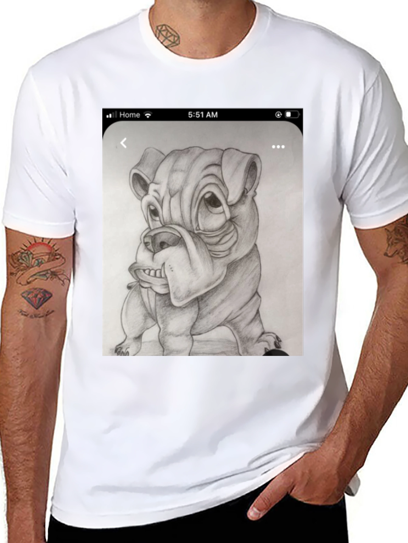Bulldog Sketch Black T-Shirt