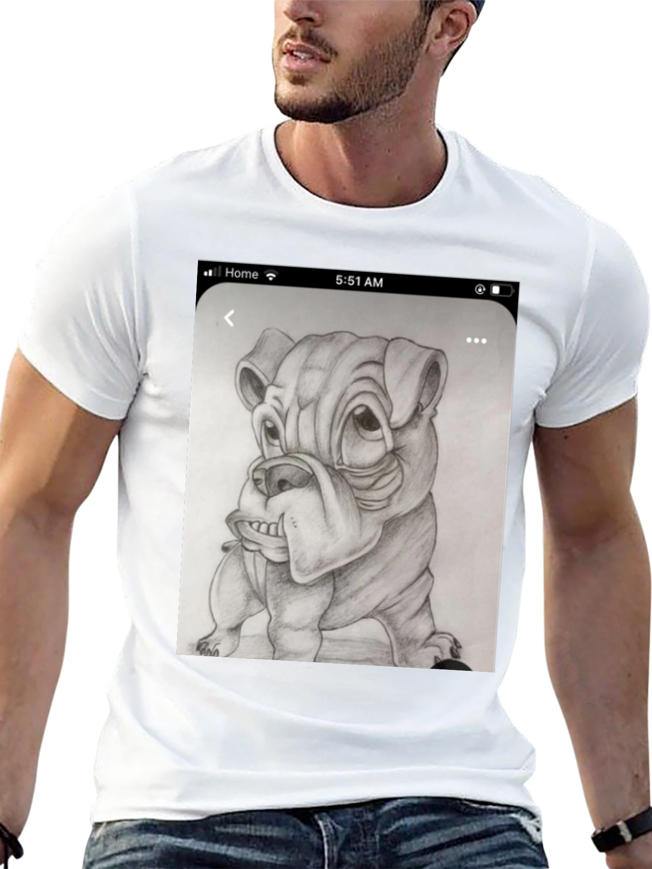 Bulldog Sketch Black T-Shirt