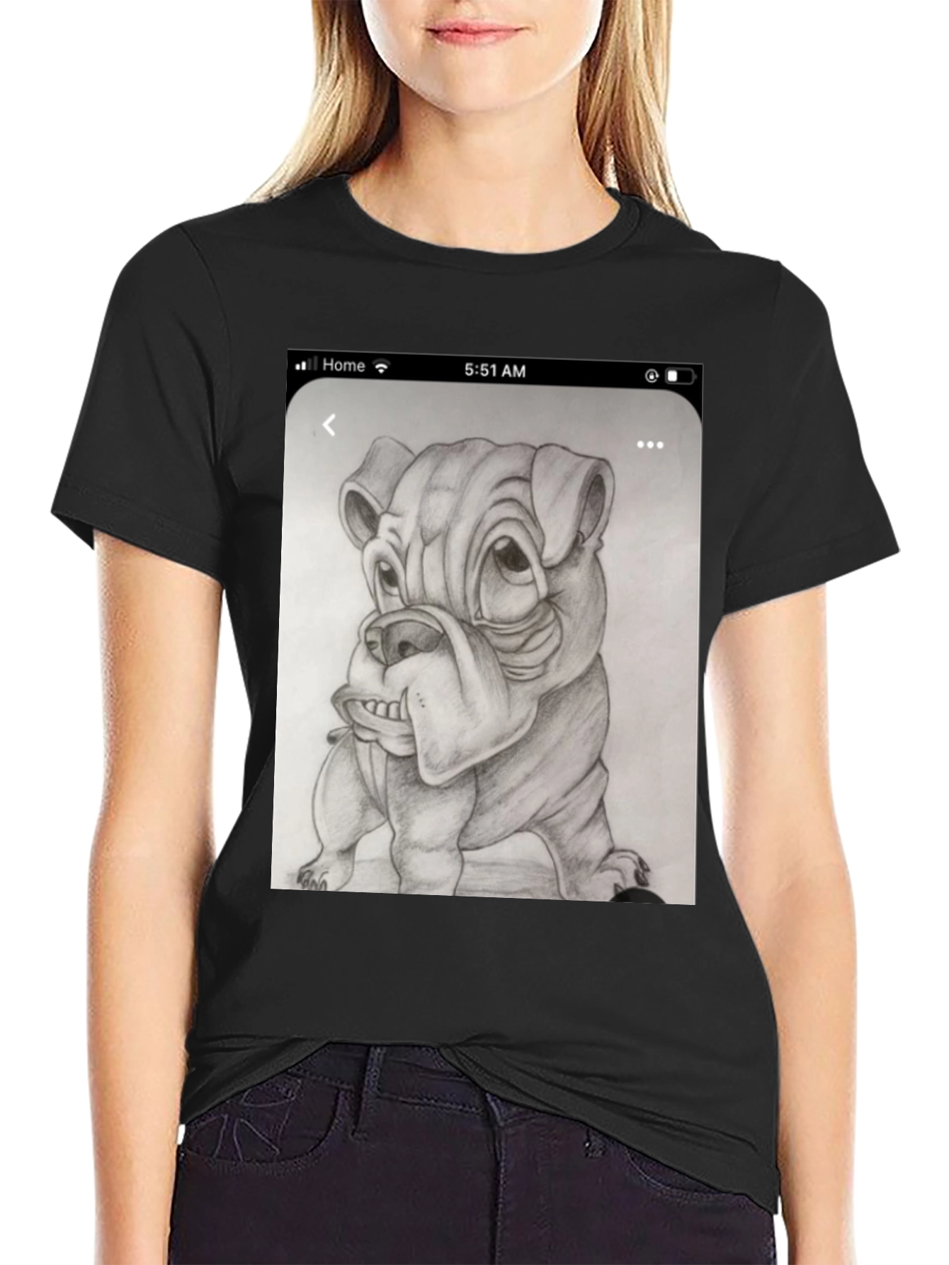 Bulldog Sketch Black T-Shirt