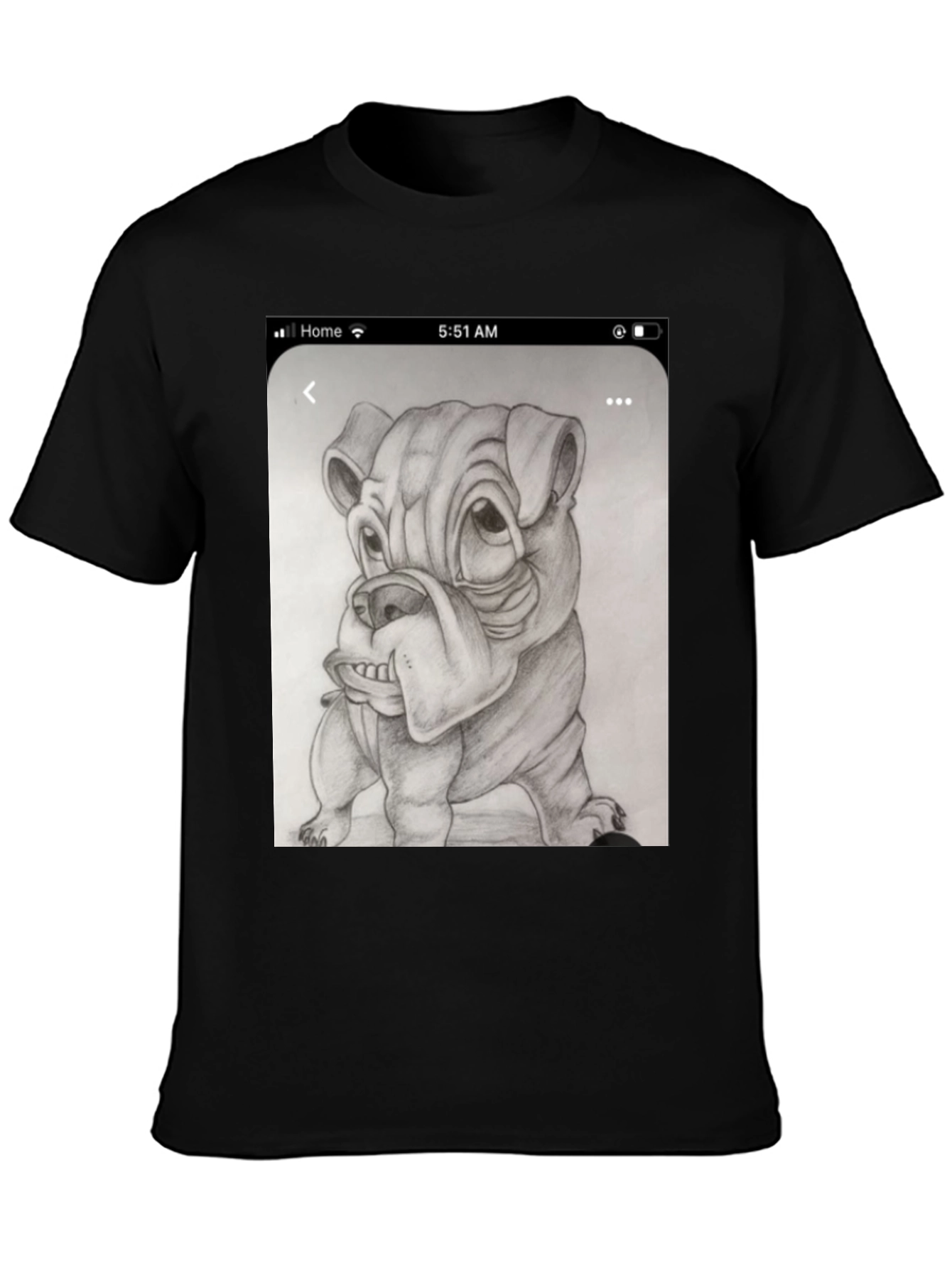 Bulldog Sketch Black T-Shirt