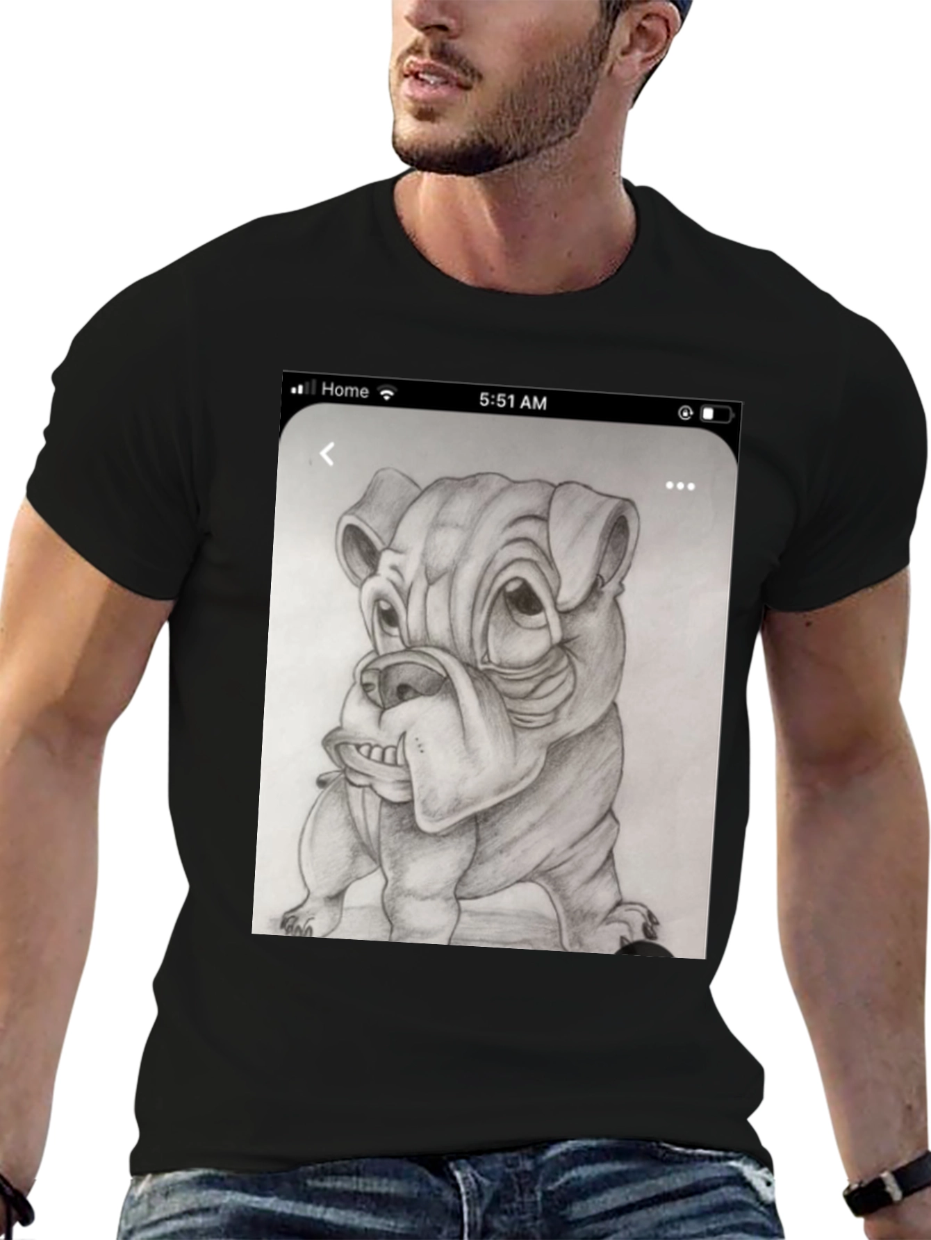 Bulldog Sketch Black T-Shirt