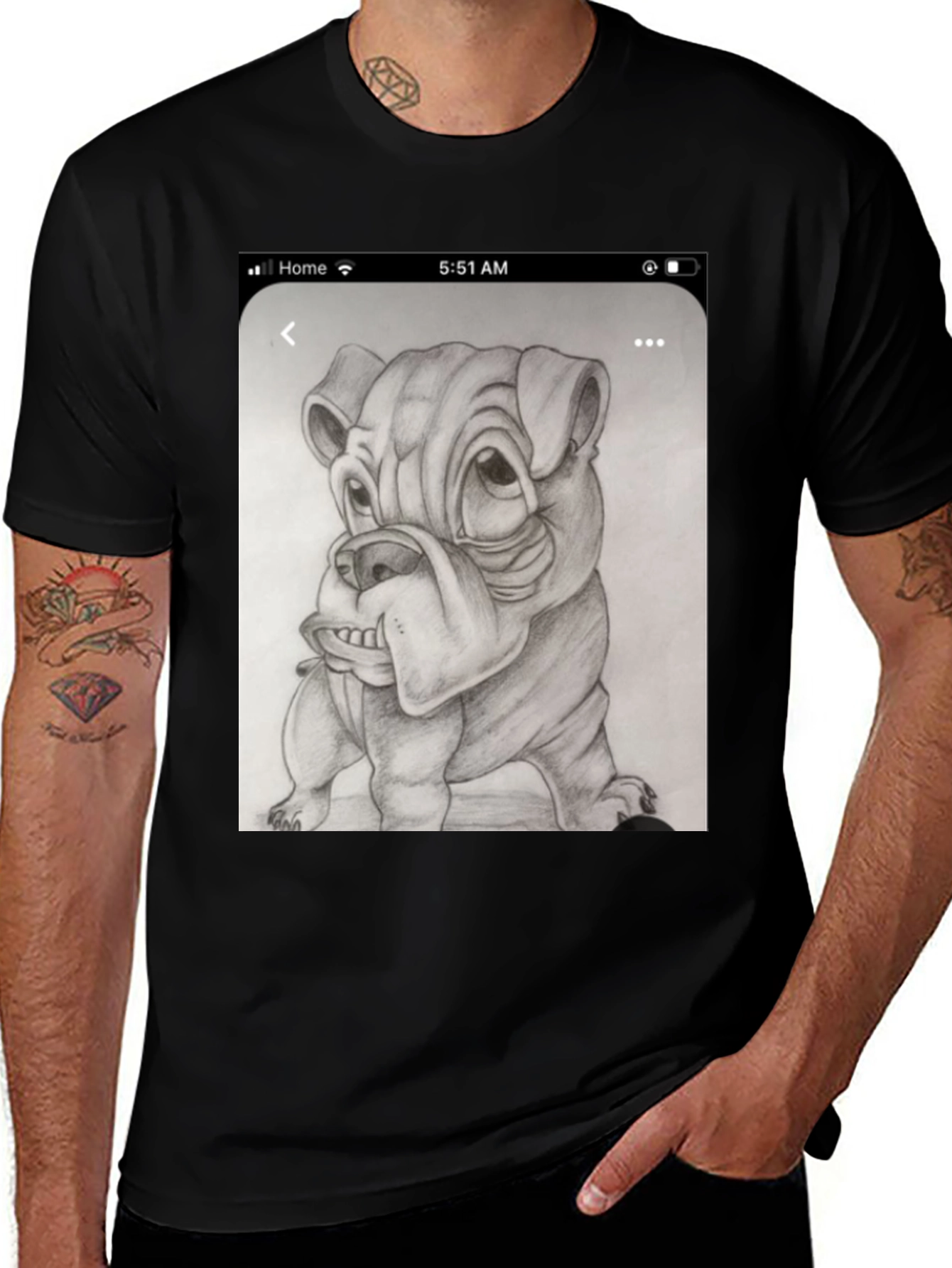 Bulldog Sketch Black T-Shirt