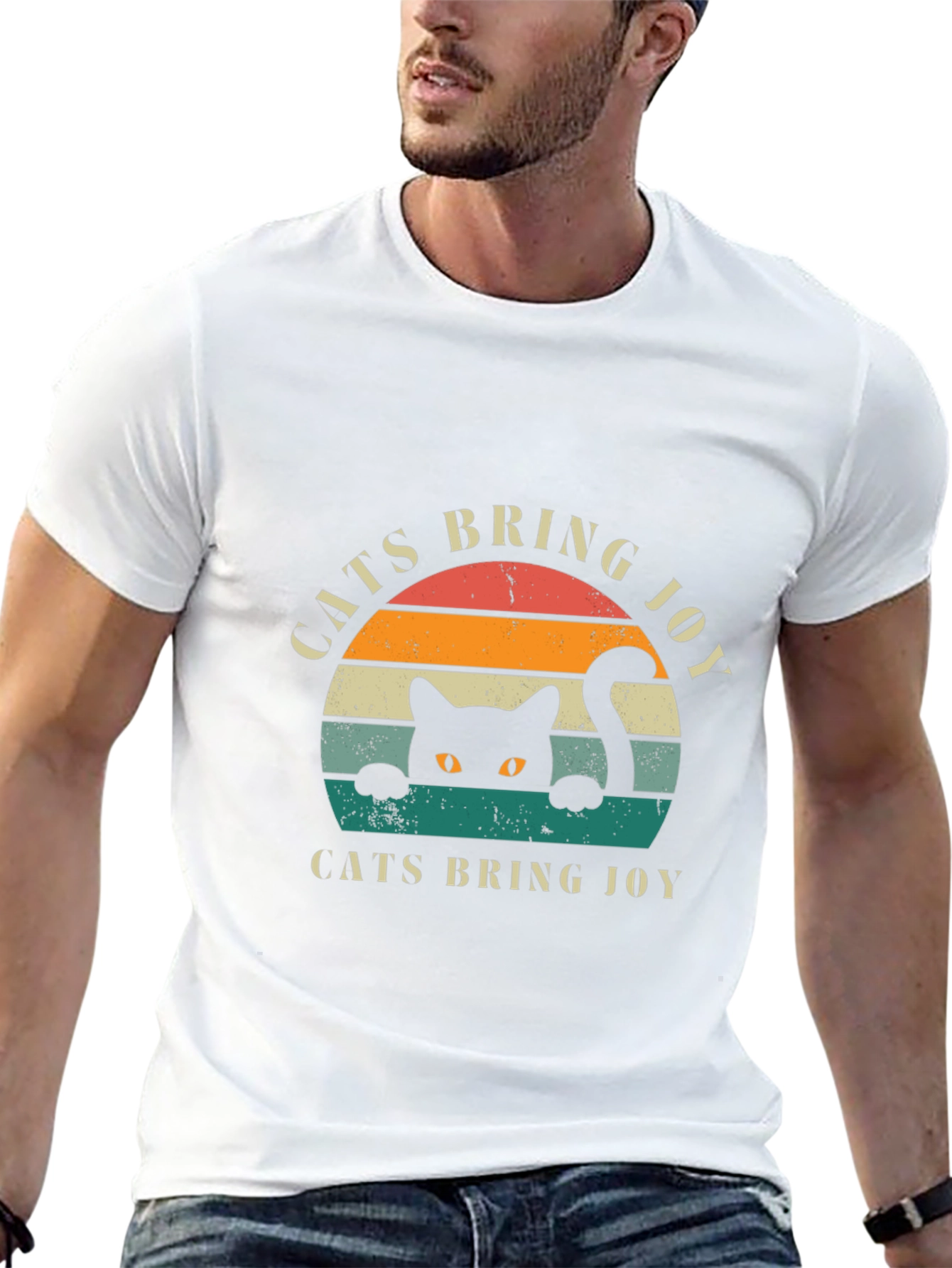 Cats Bring Joy Retro Graphic T-Shirt