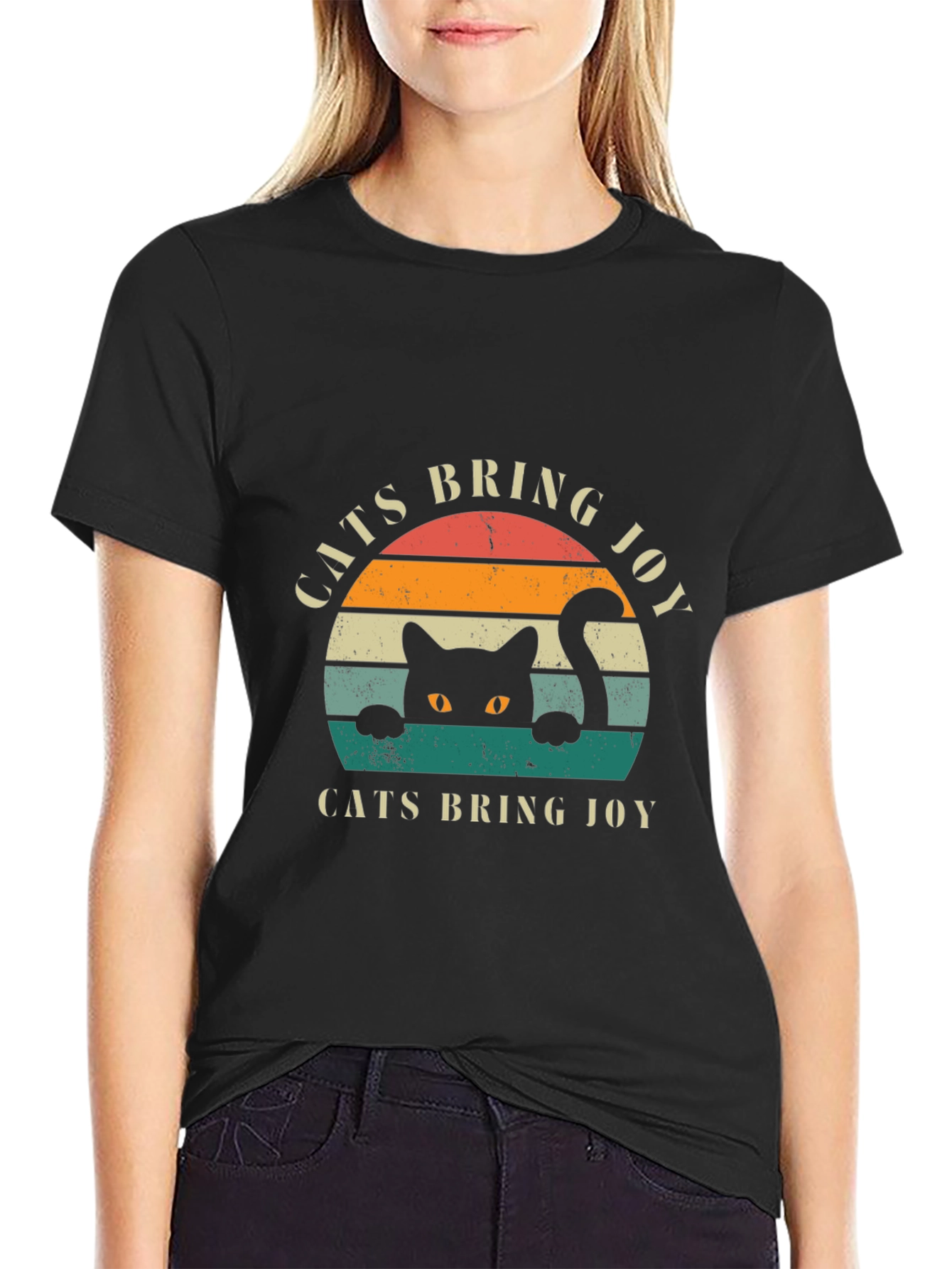 Cats Bring Joy Retro Graphic T-Shirt