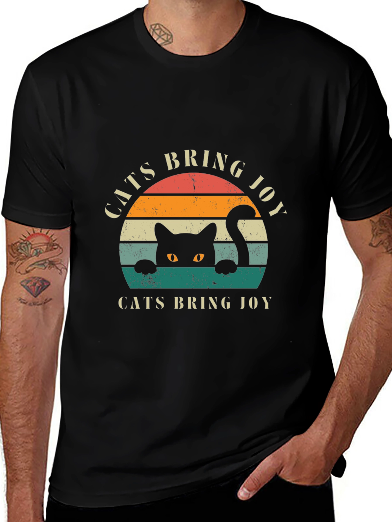 Cats Bring Joy Retro Graphic T-Shirt