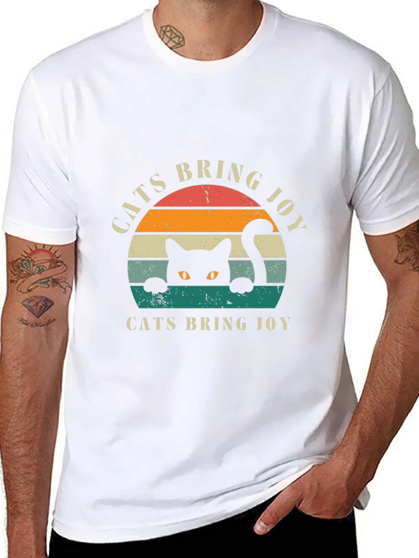 Cats Bring Joy Retro Graphic T-Shirt