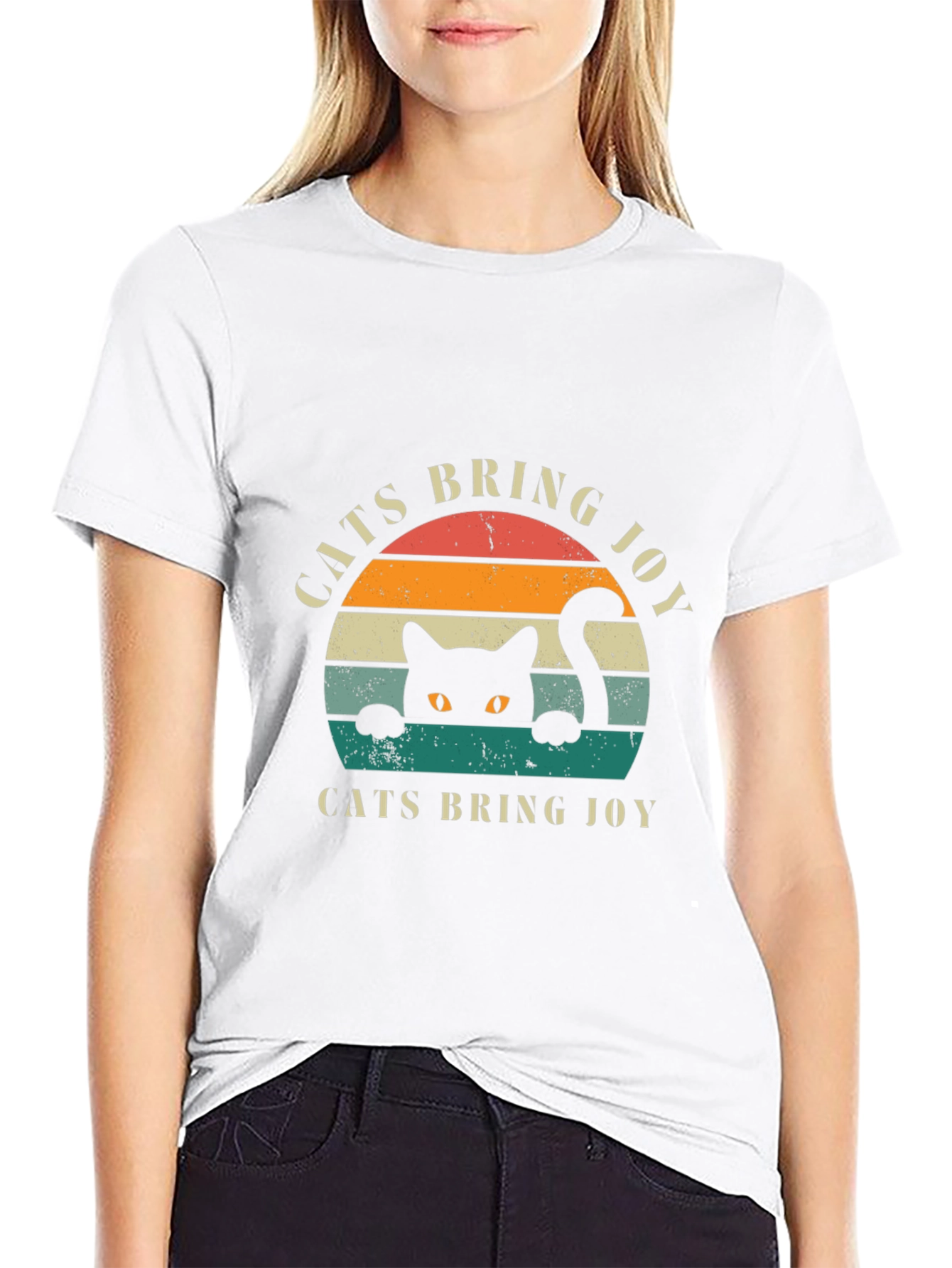 Cats Bring Joy Retro Graphic T-Shirt