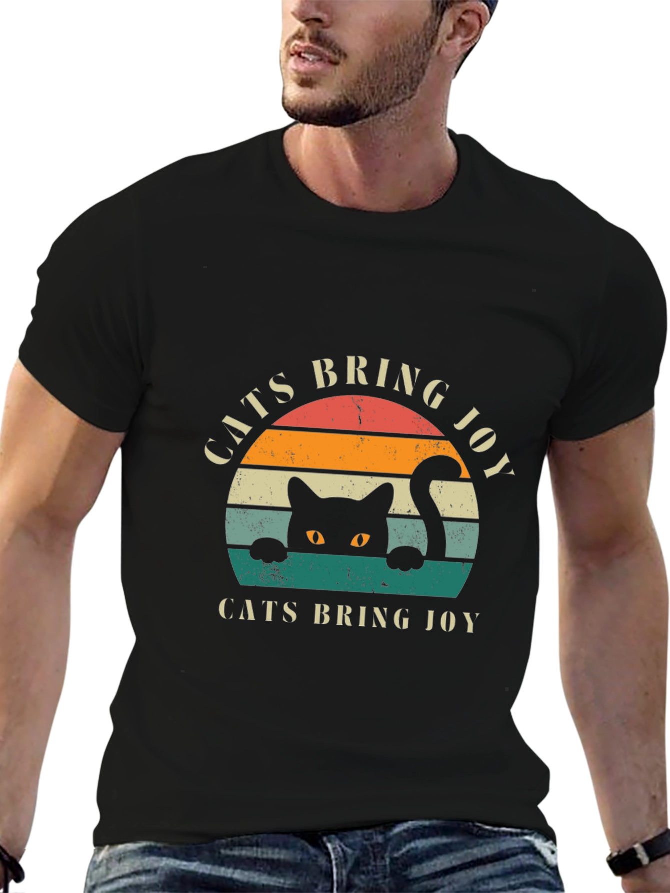 Cats Bring Joy Retro Graphic T-Shirt