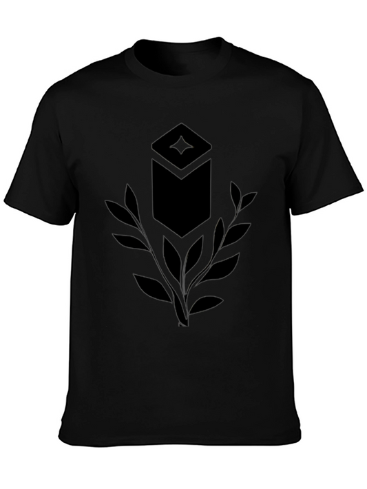 Stylish Black T-Shirt with Unique Geometric Leaf Design