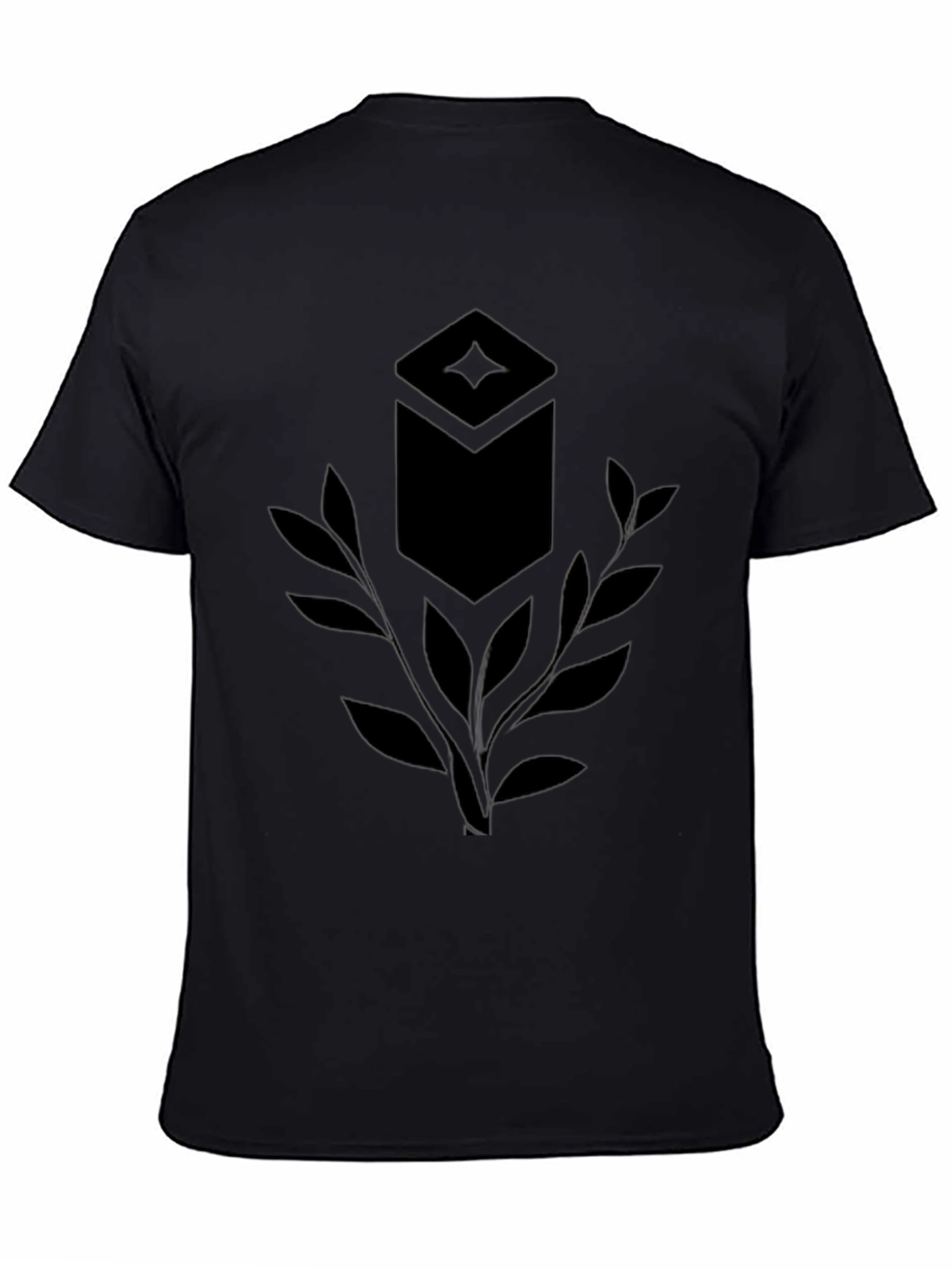 Stylish Black T-Shirt with Unique Geometric Leaf Design