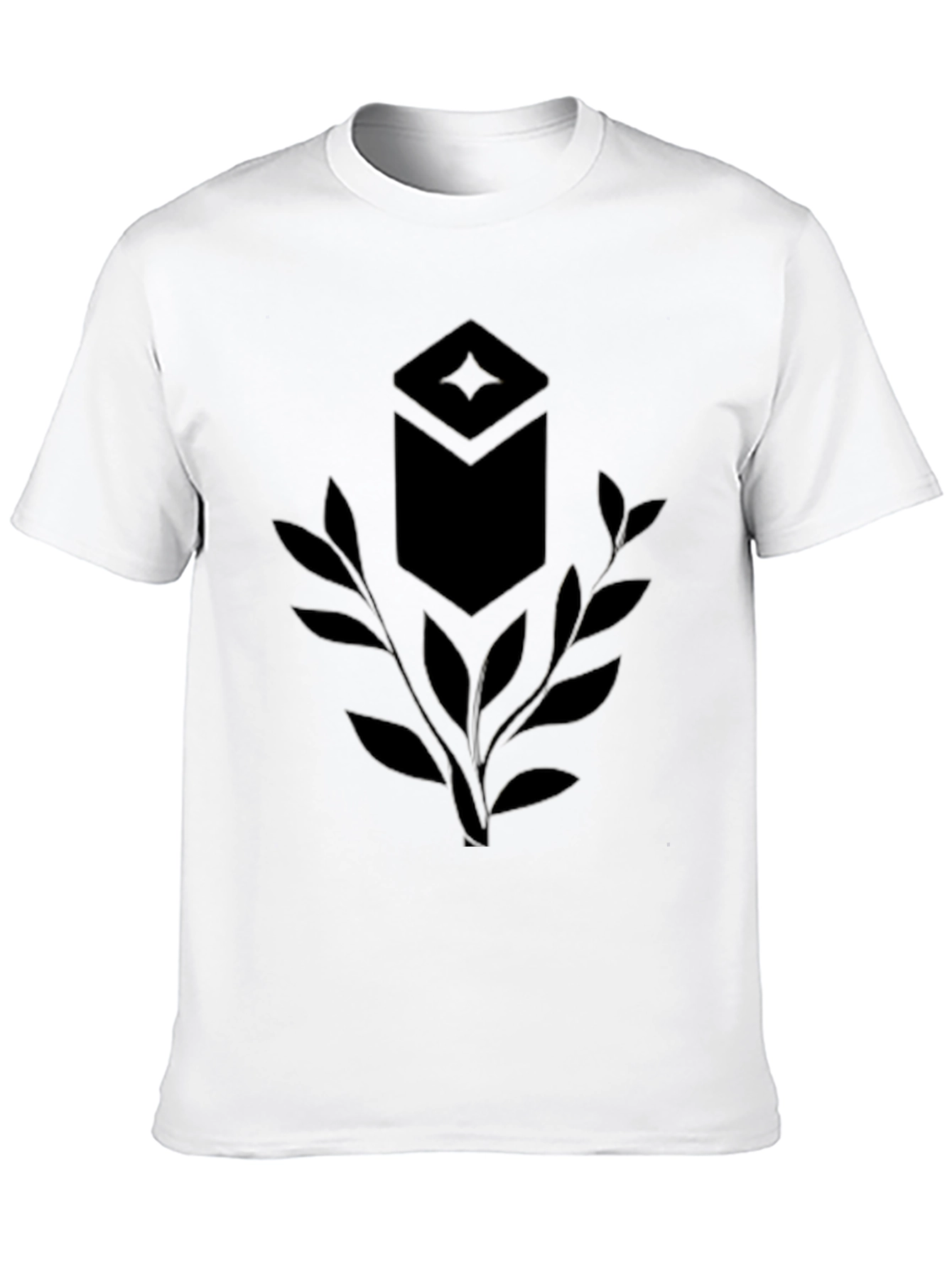 Stylish Black T-Shirt with Unique Geometric Leaf Design