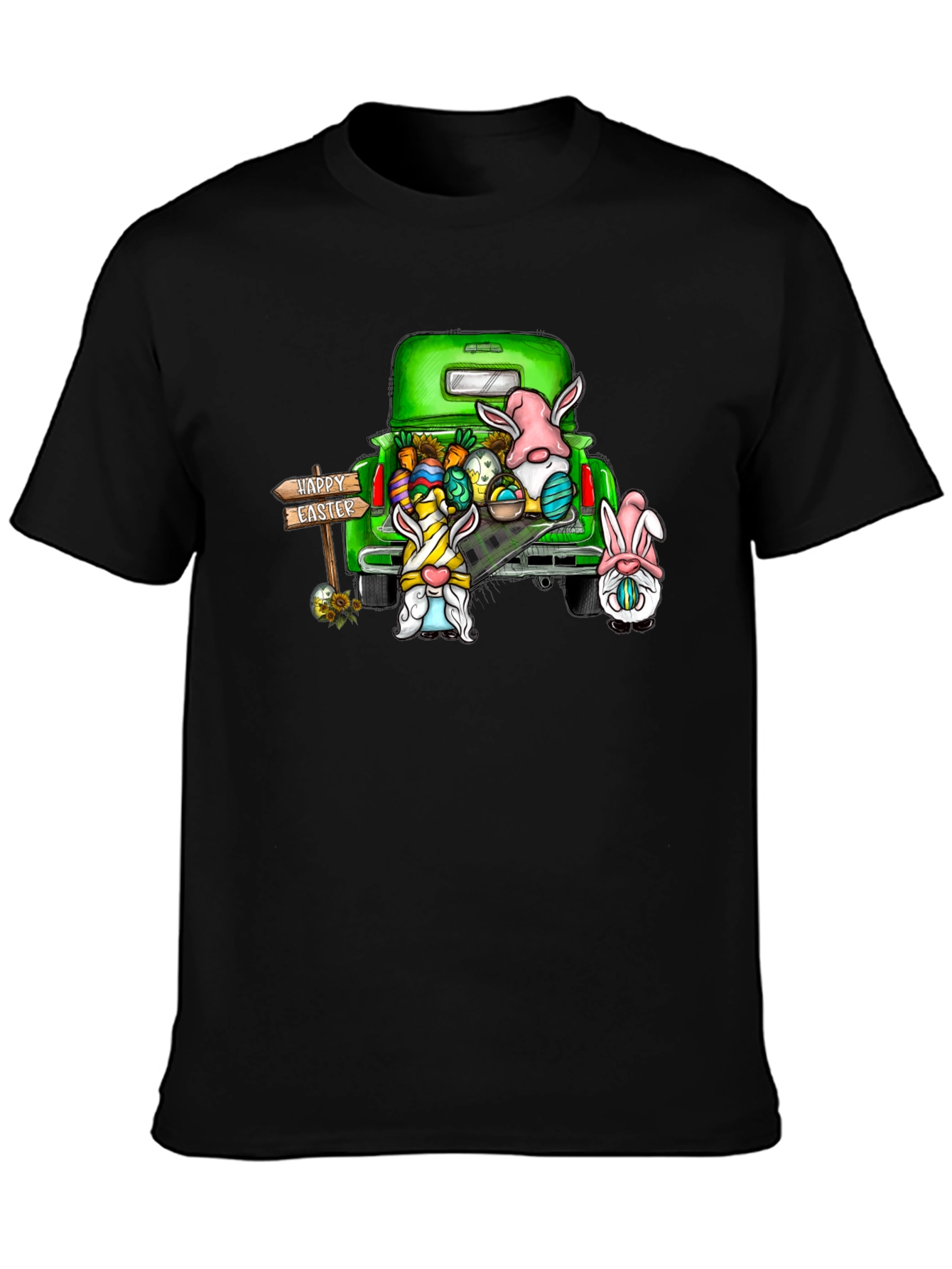 Easter Gnomes Truck Black Tee