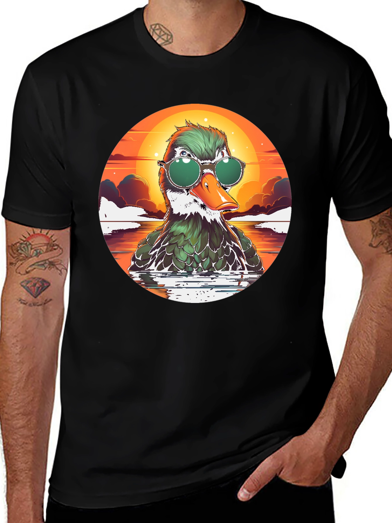 Cool Duck Tee - Retro Sunset Style