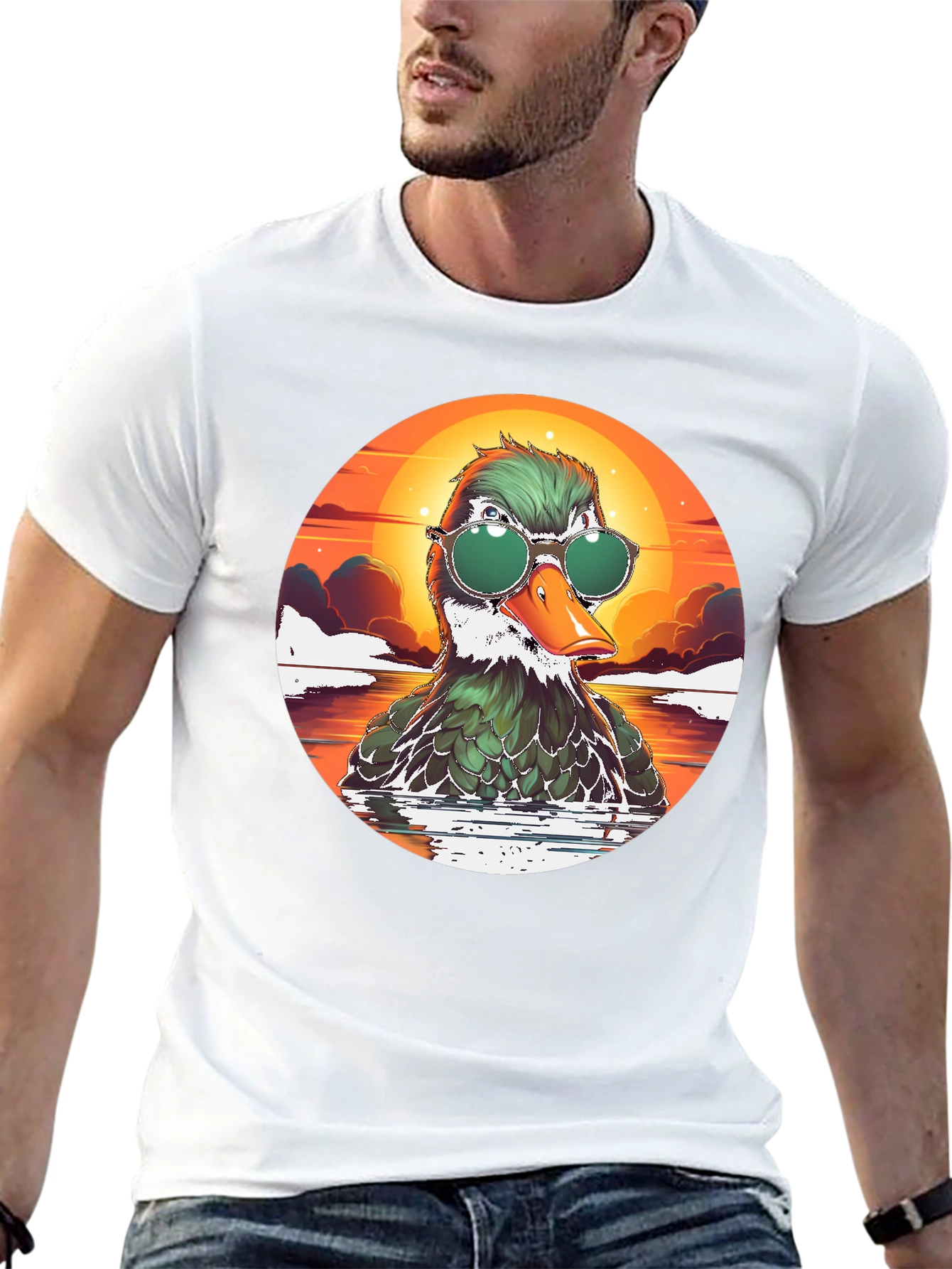 Cool Duck Tee - Retro Sunset Style