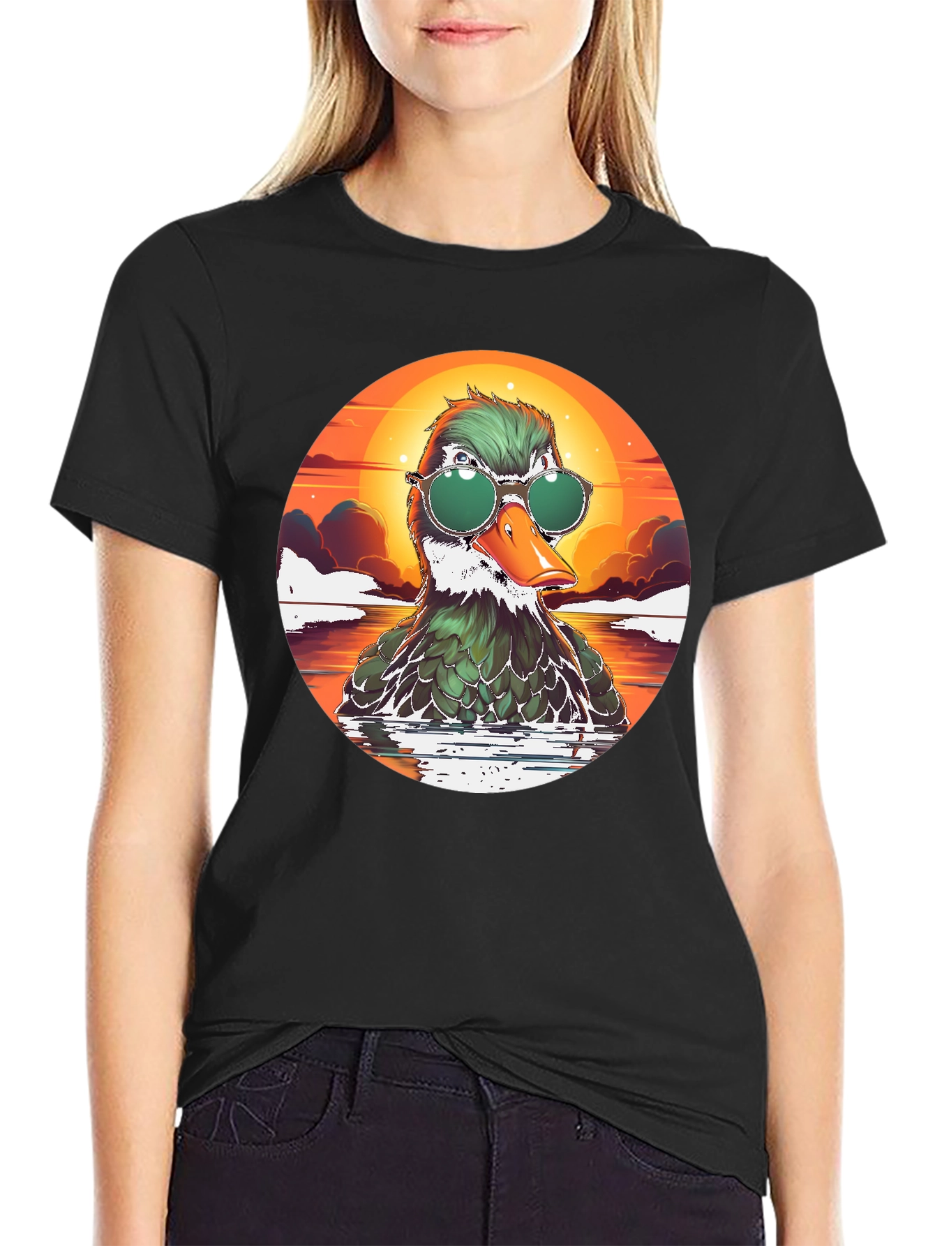 Cool Duck Tee - Retro Sunset Style