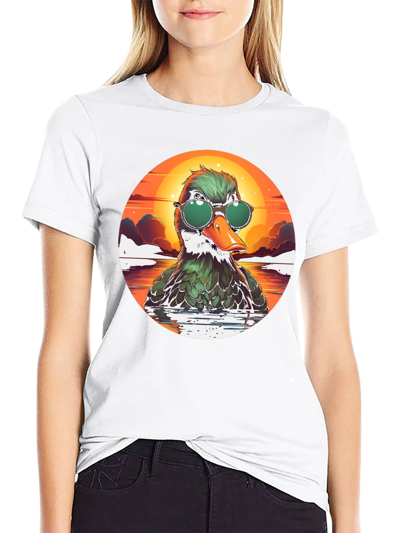 Cool Duck Tee - Retro Sunset Style