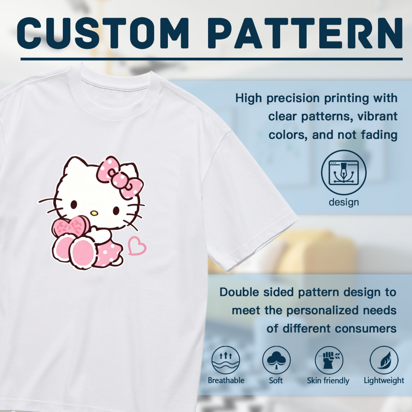 Lovely Heart?Hugging Hello Kitty Plus?Size Casual T?Shirt