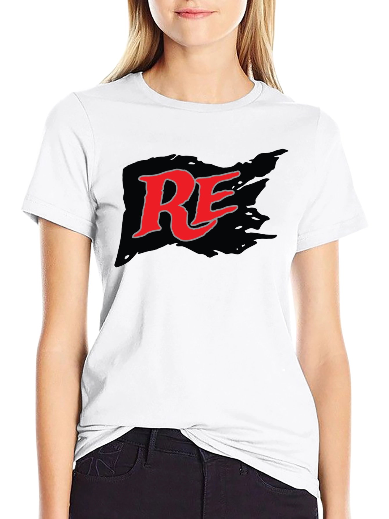 RE Logo Graphic Print Black T-Shirt