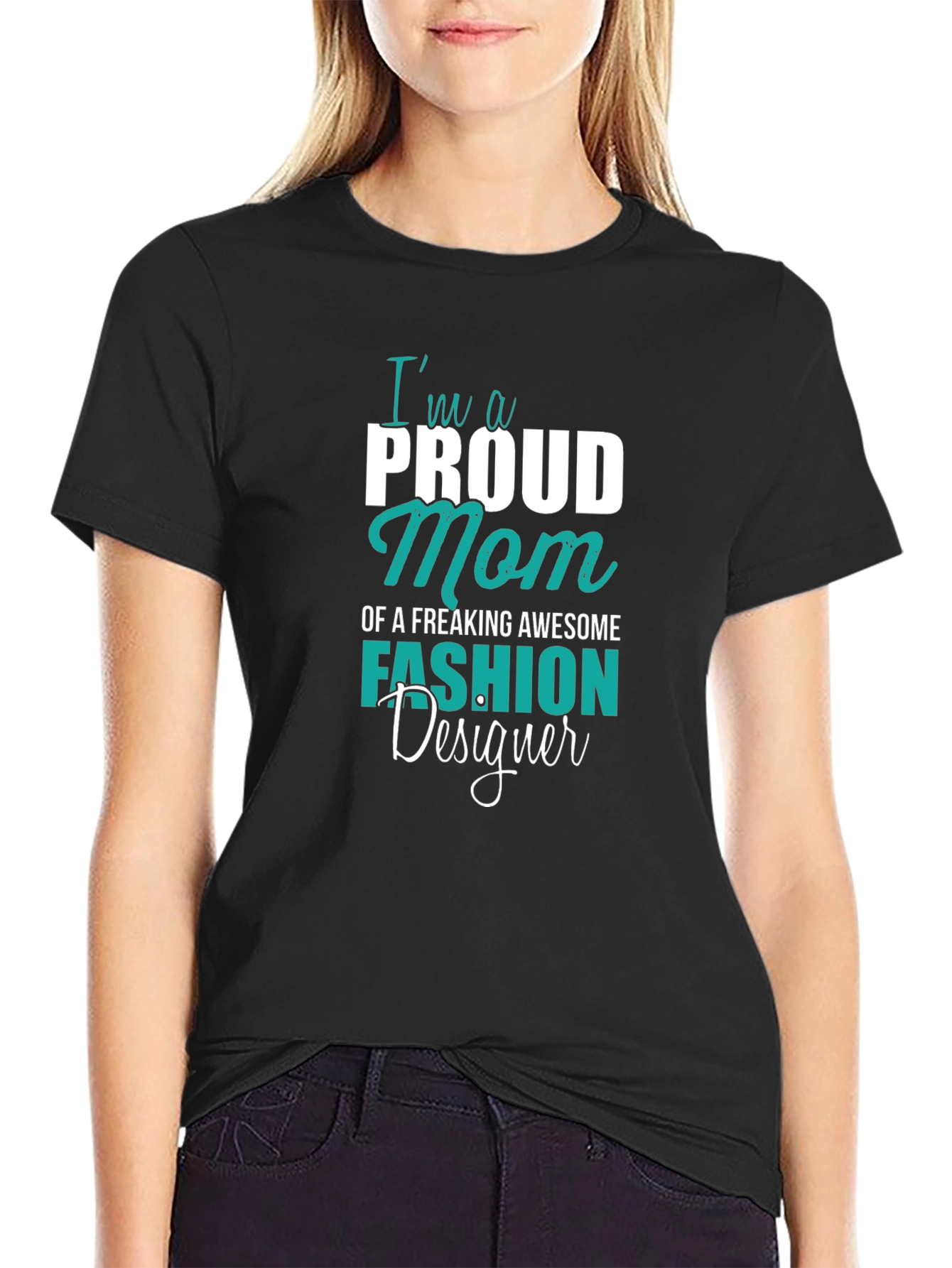 Proud Mom Fashion Designer Black T-Shirt