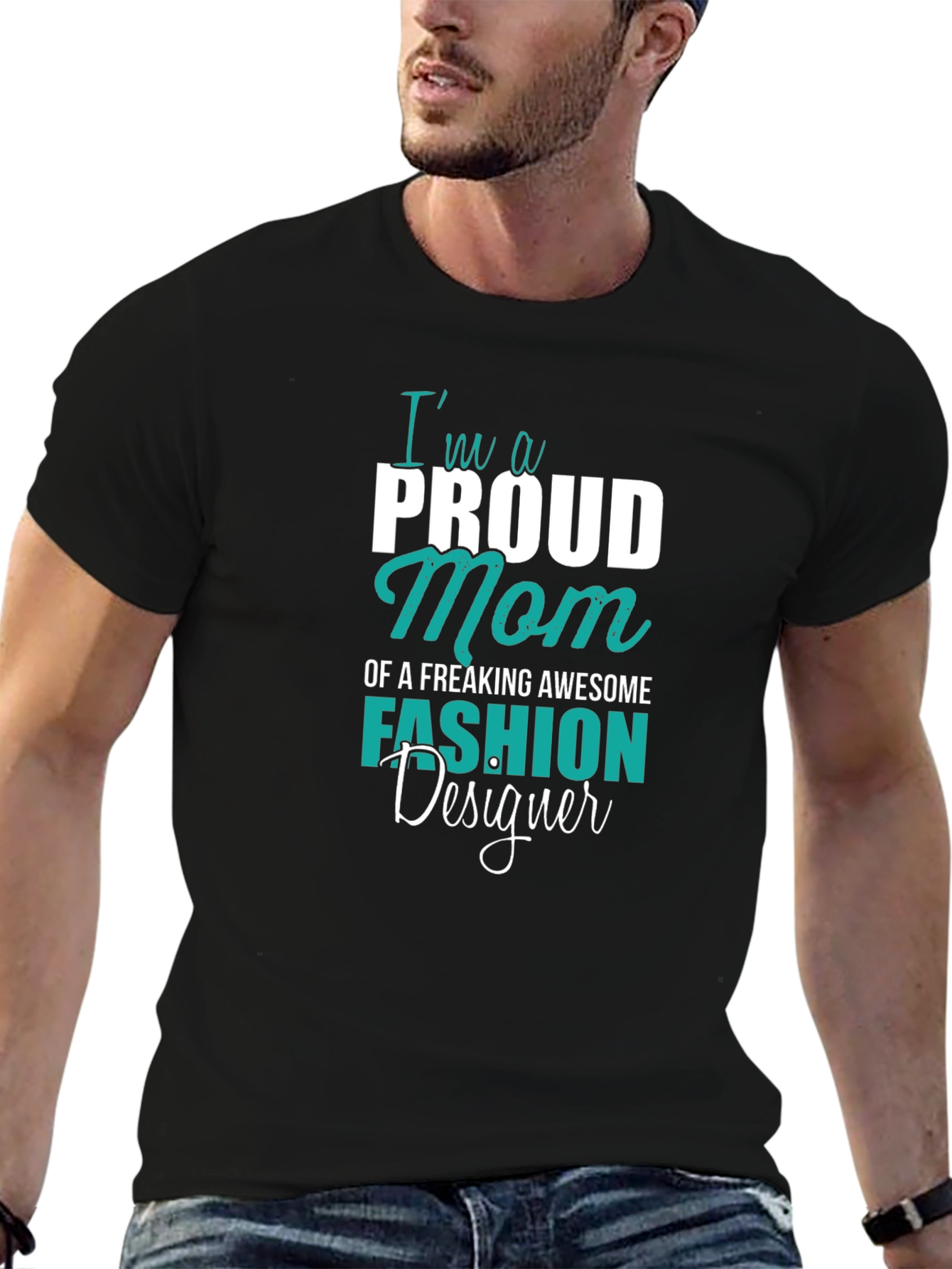 Proud Mom Fashion Designer Black T-Shirt