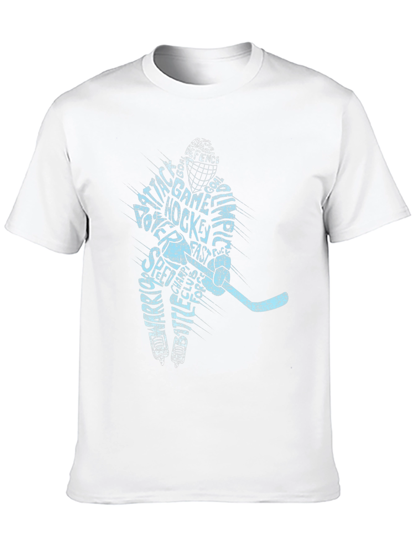 Hockey Player Word Art T-Shirt - Black