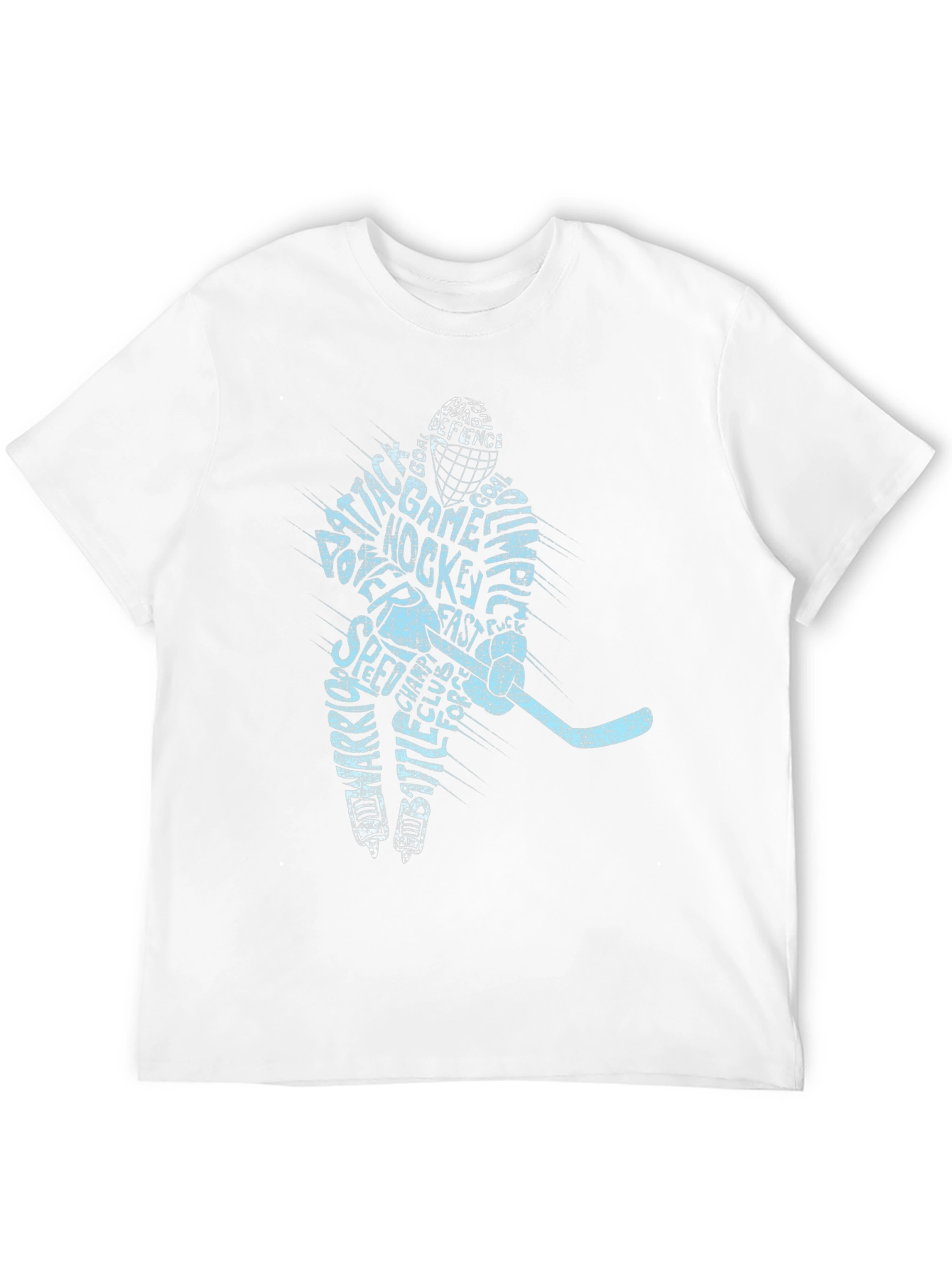 Hockey Player Word Art T-Shirt - Black