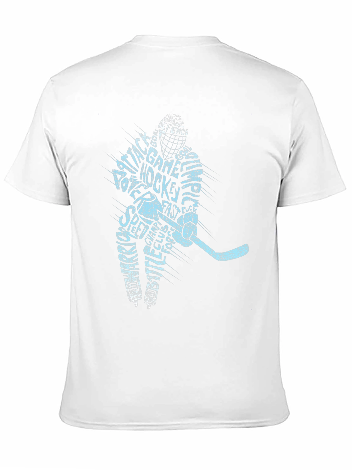 Hockey Player Word Art T-Shirt - Black