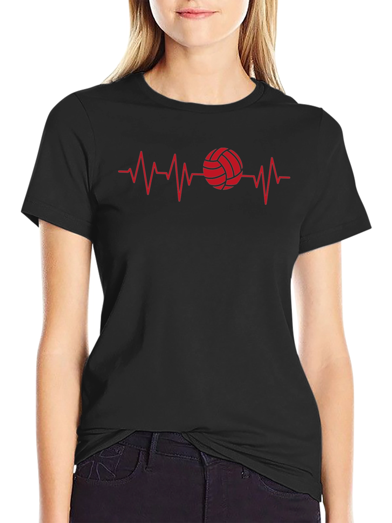 Volleyball Heartbeat Graphic T-Shirt
