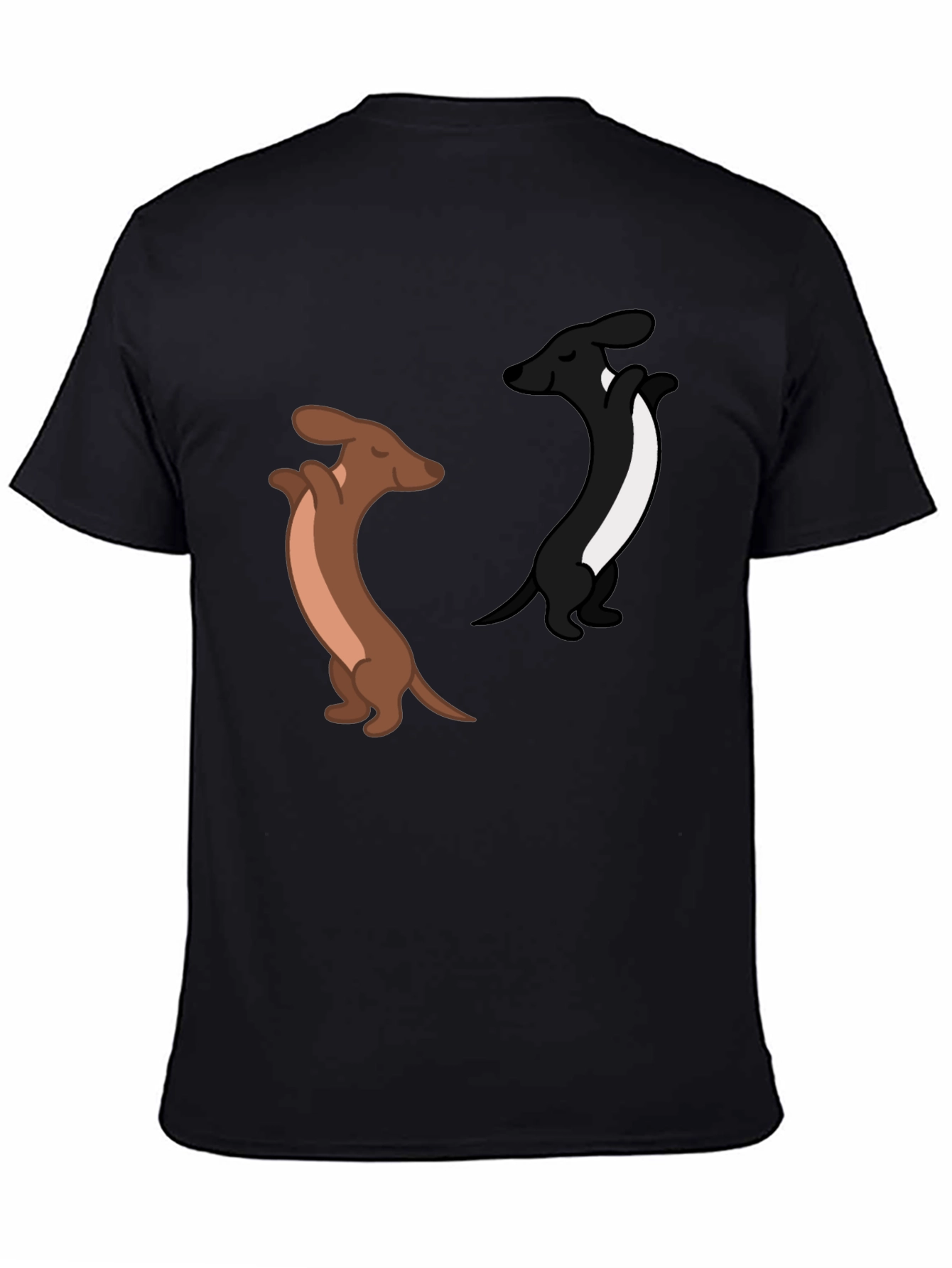 Dancing Dachshund Graphic Tee - Black Cotton Blend