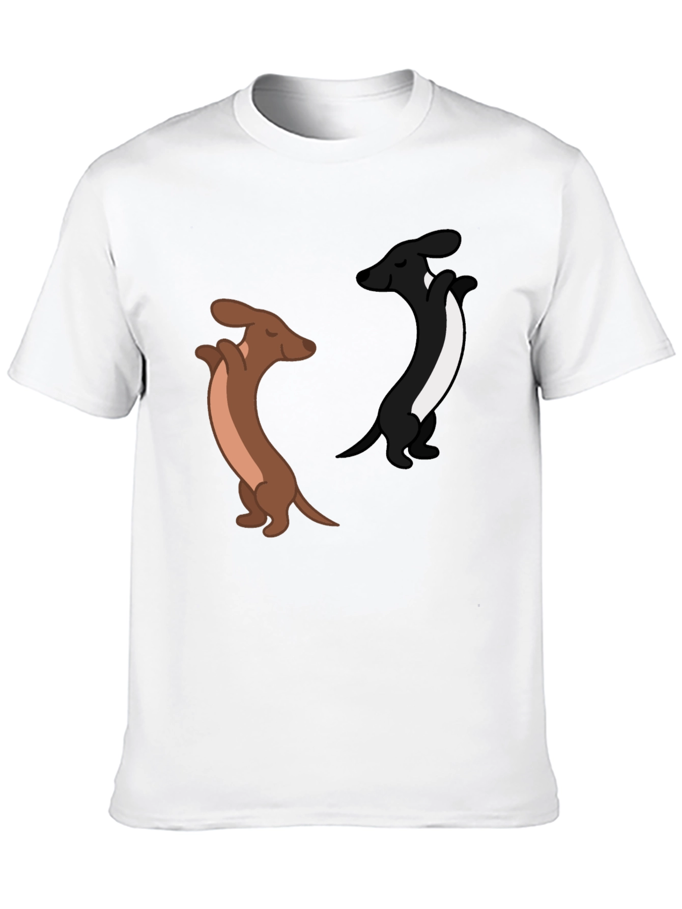 Dancing Dachshund Graphic Tee - Black Cotton Blend