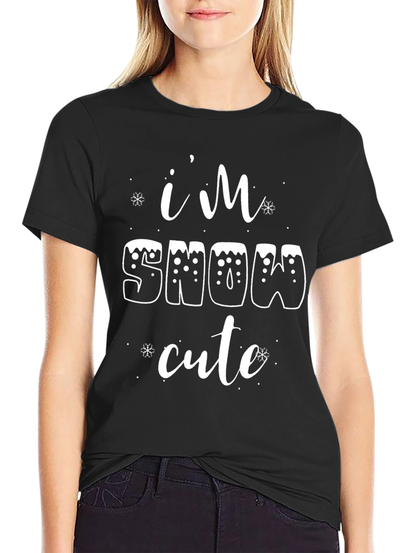 Im Snow Cute Black Graphic Tee Shirt