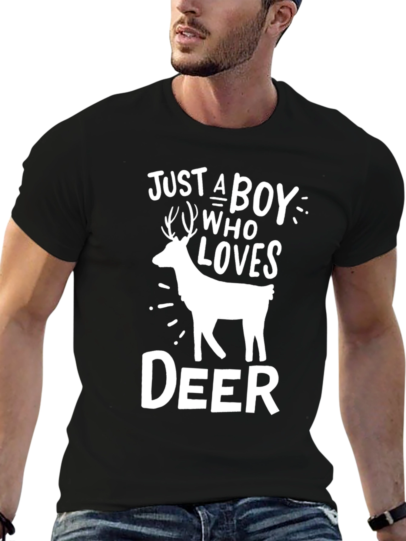 Just A Boy Who Loves Deer Graphic T-Shirt