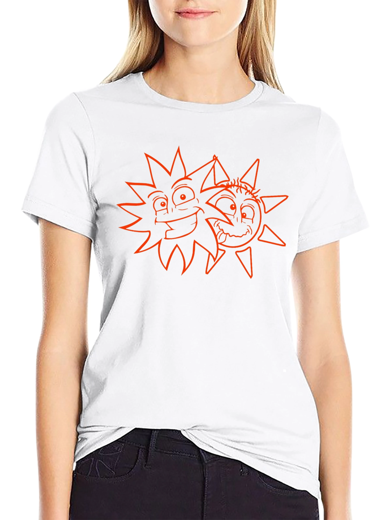 Cartoon Sun Graphic Tee - Black