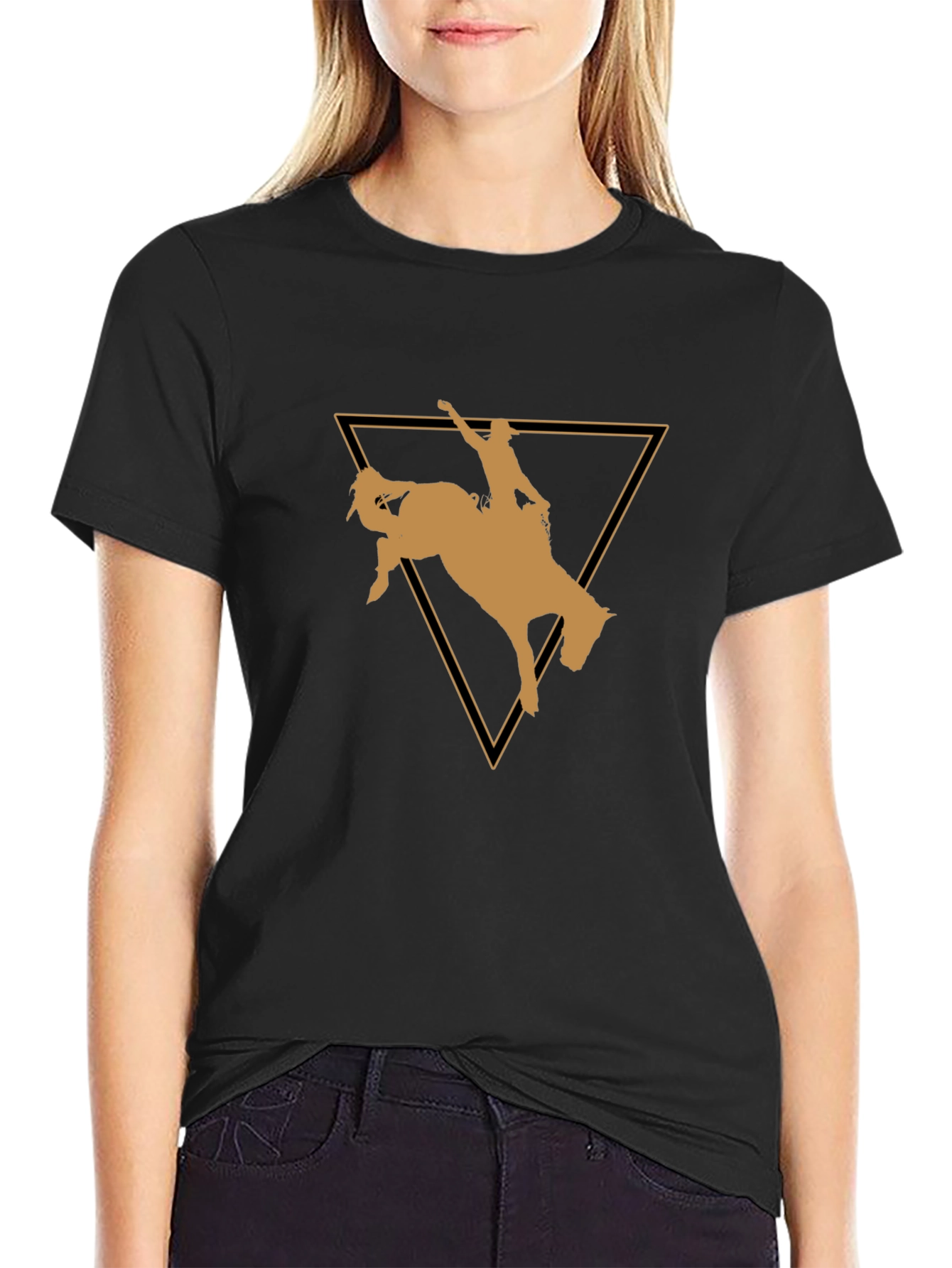 Rodeo Rider Graphic Tee - Black Cotton T-Shirt