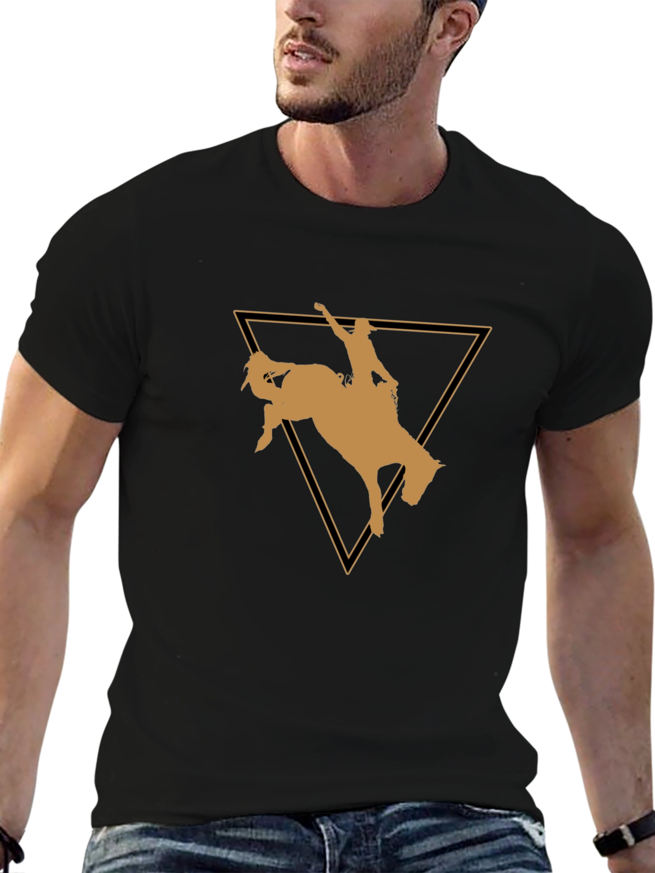 Rodeo Rider Graphic Tee - Black Cotton T-Shirt