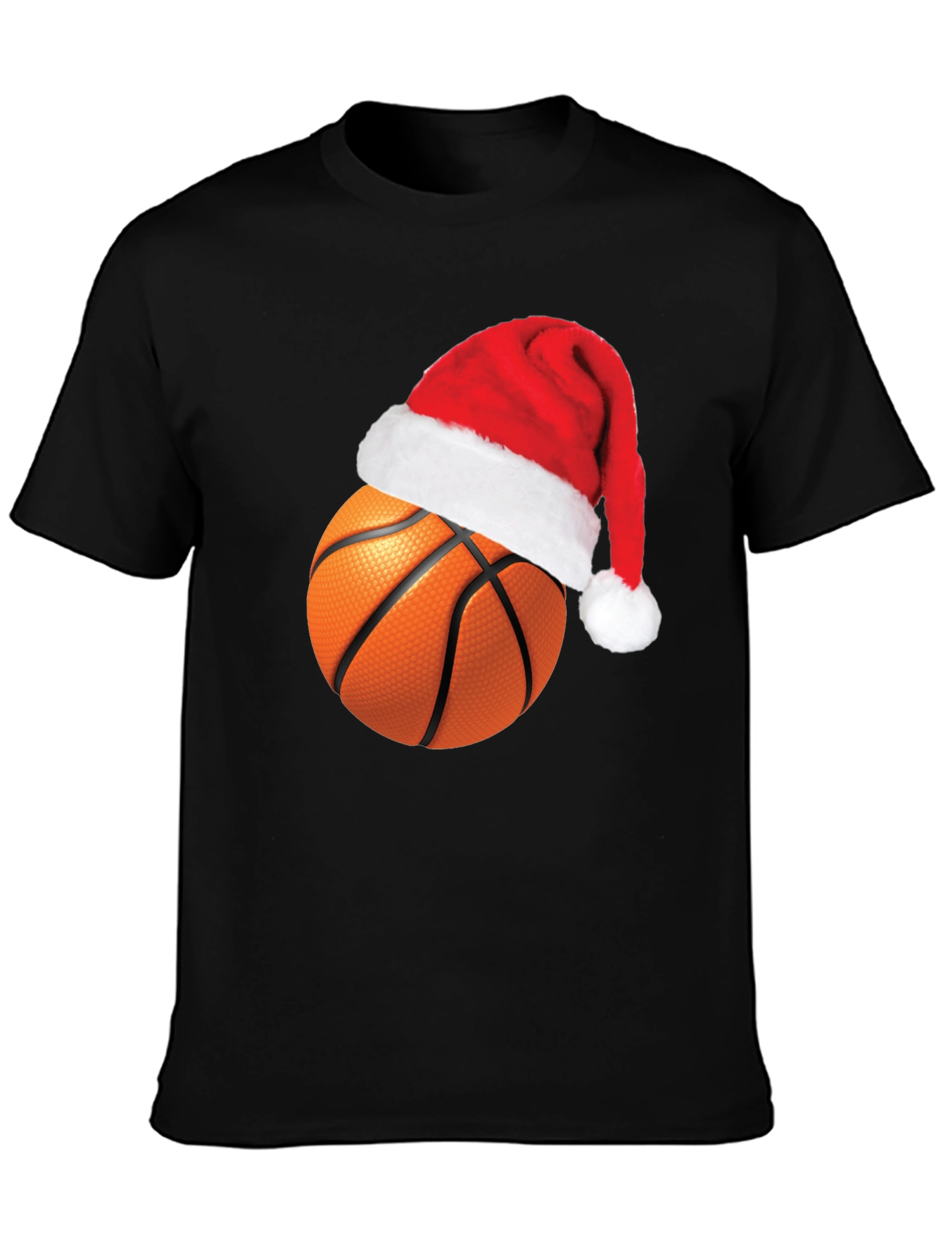 Festive Basketball Santa Hat Graphic Tee