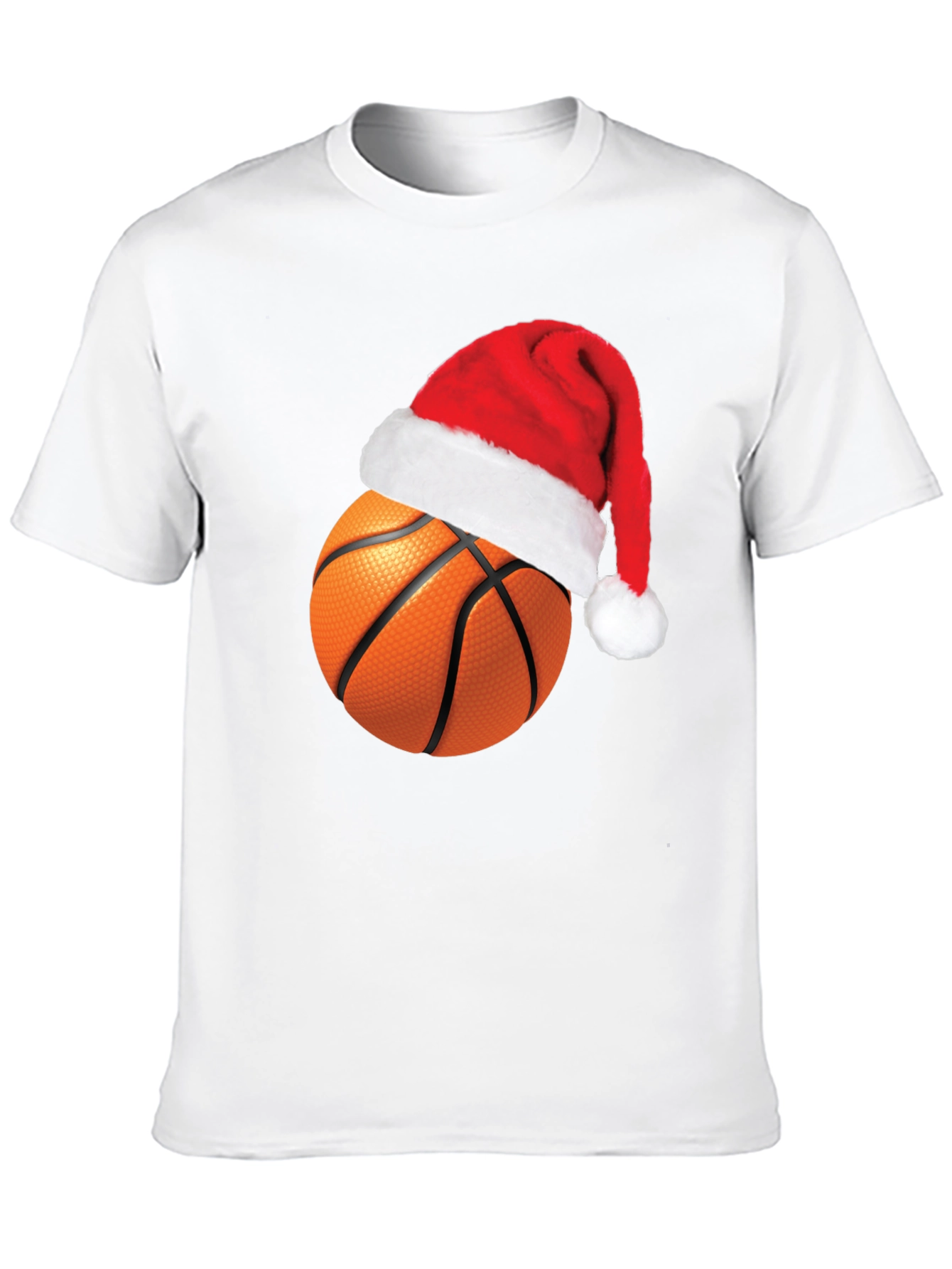 Festive Basketball Santa Hat Graphic Tee