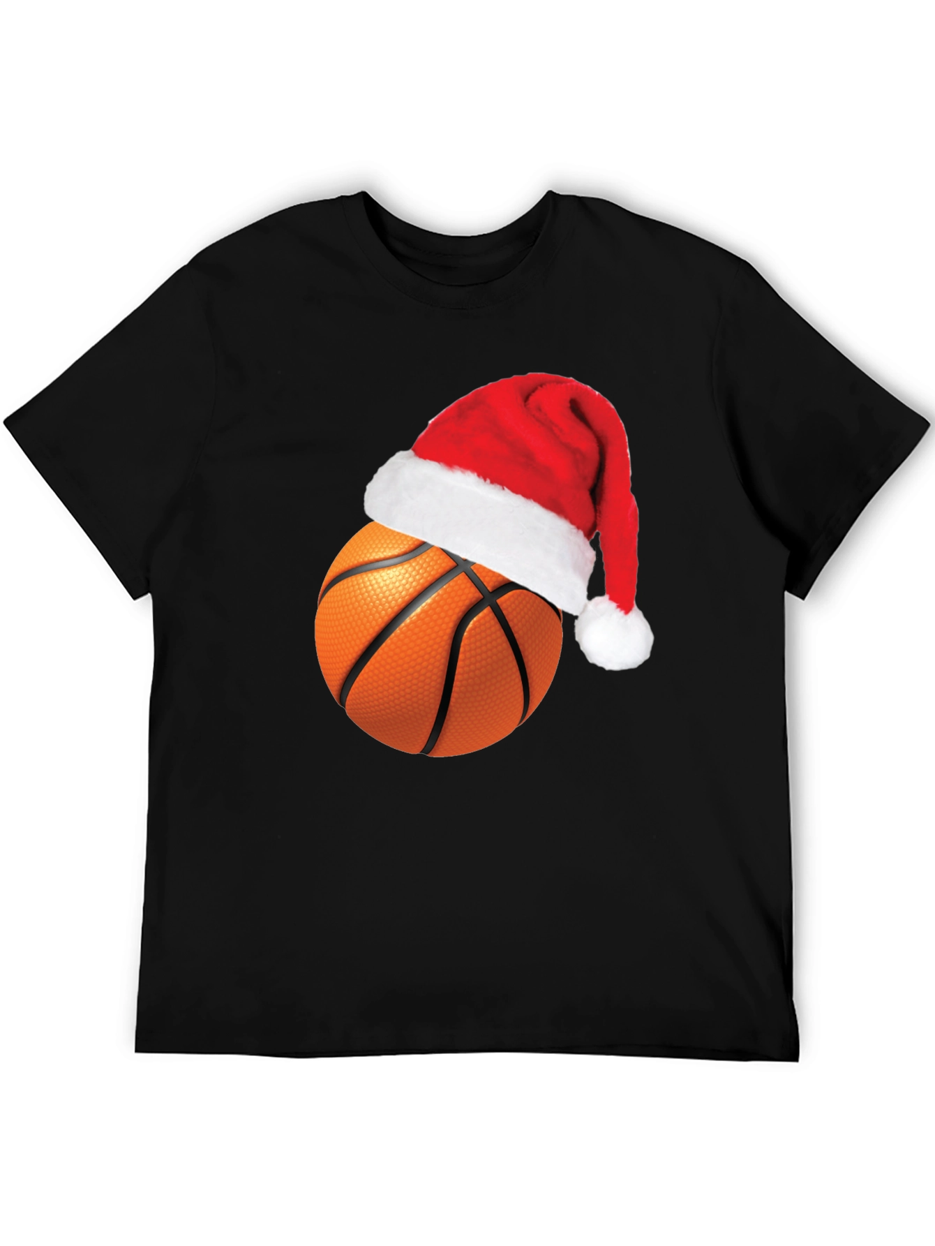 Festive Basketball Santa Hat Graphic Tee