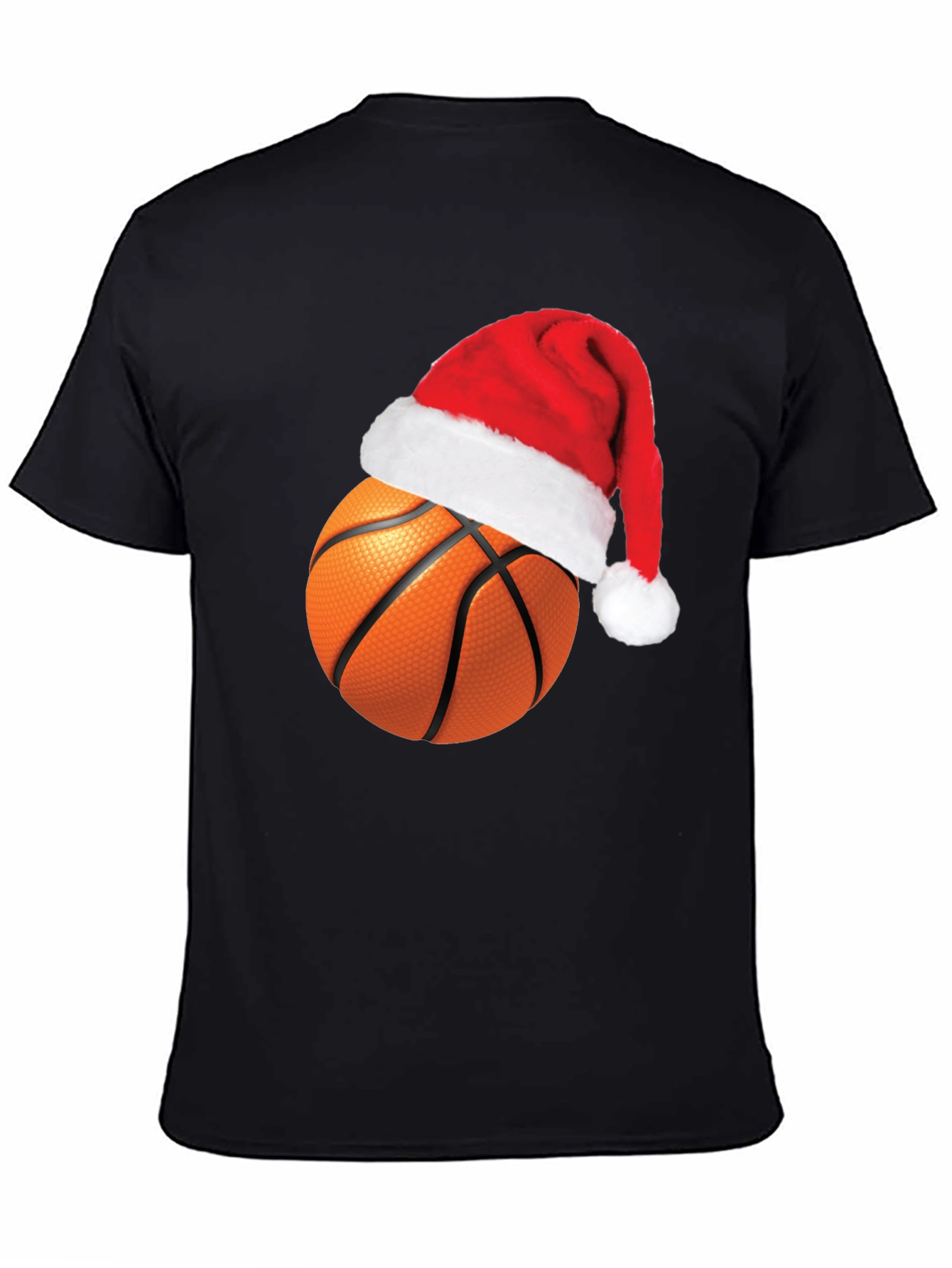 Festive Basketball Santa Hat Graphic Tee
