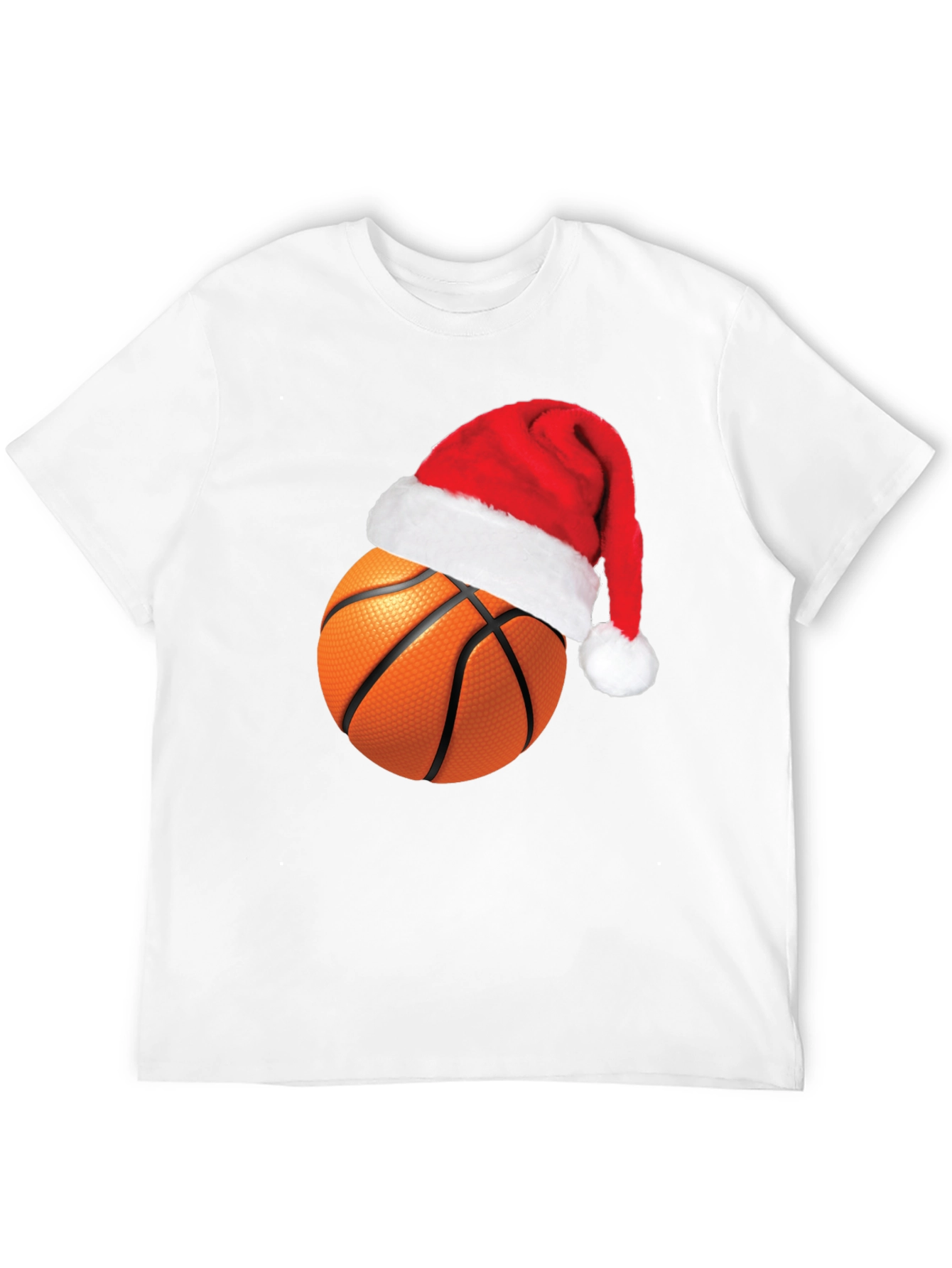 Festive Basketball Santa Hat Graphic Tee