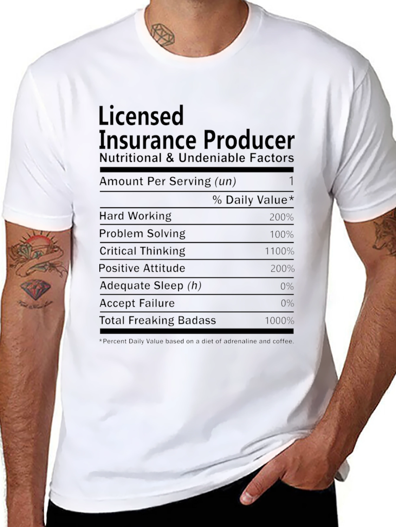 Licensed Insurance Producer T-Shirt - Nutritional Facts