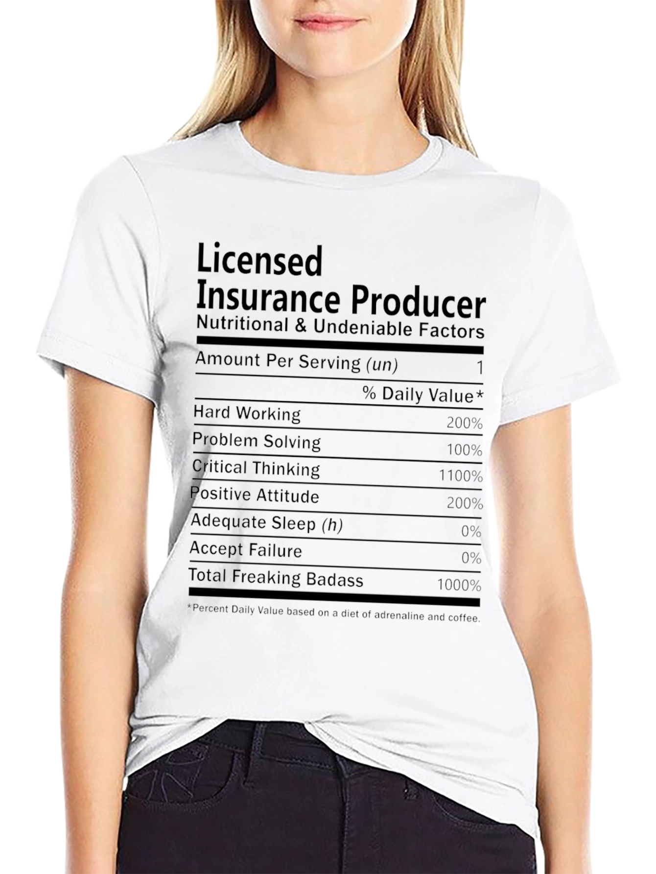 Licensed Insurance Producer T-Shirt - Nutritional Facts