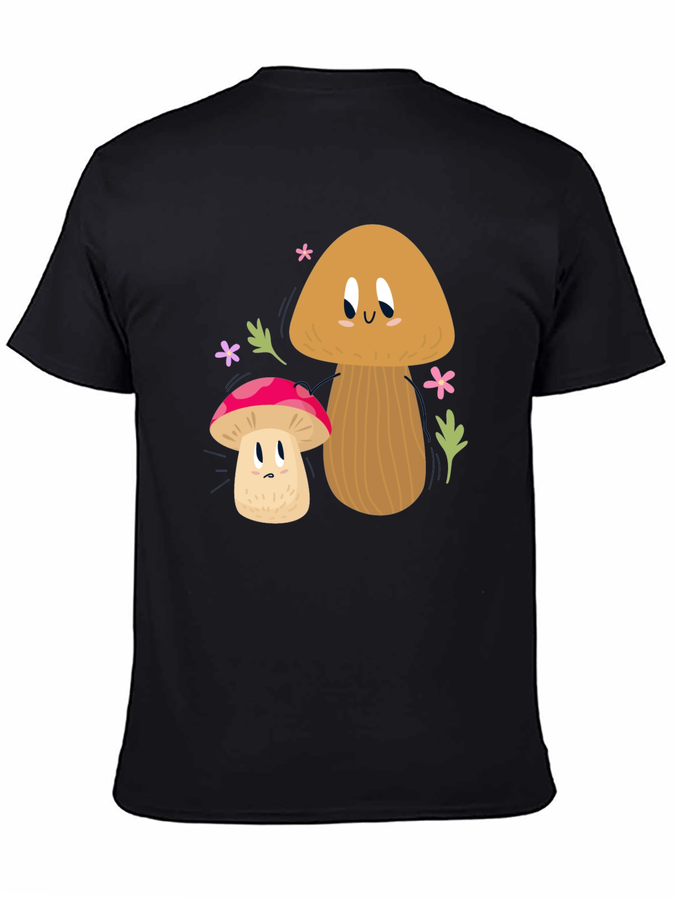 Cute Mushroom Graphic Tee - Black