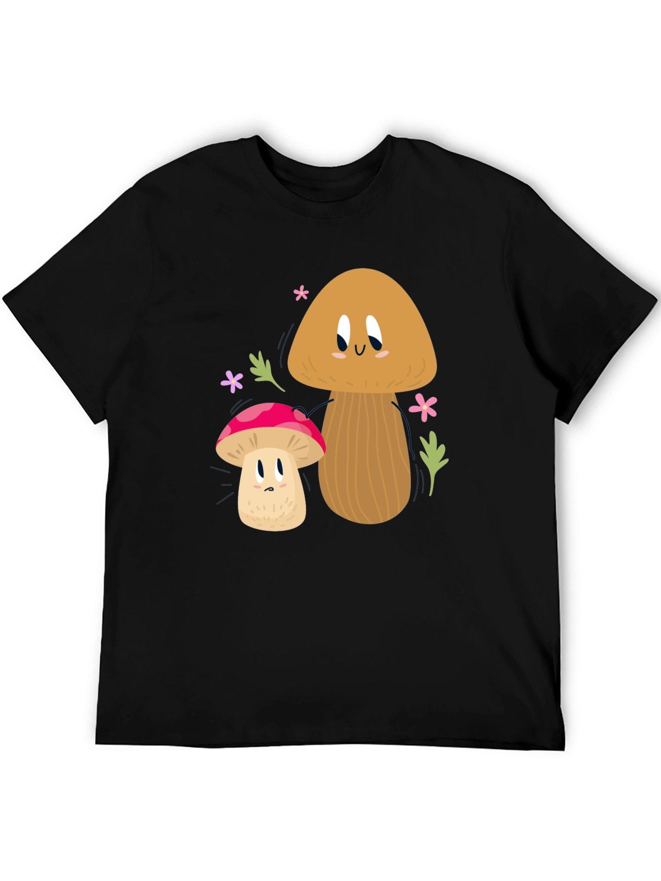 Cute Mushroom Graphic Tee - Black