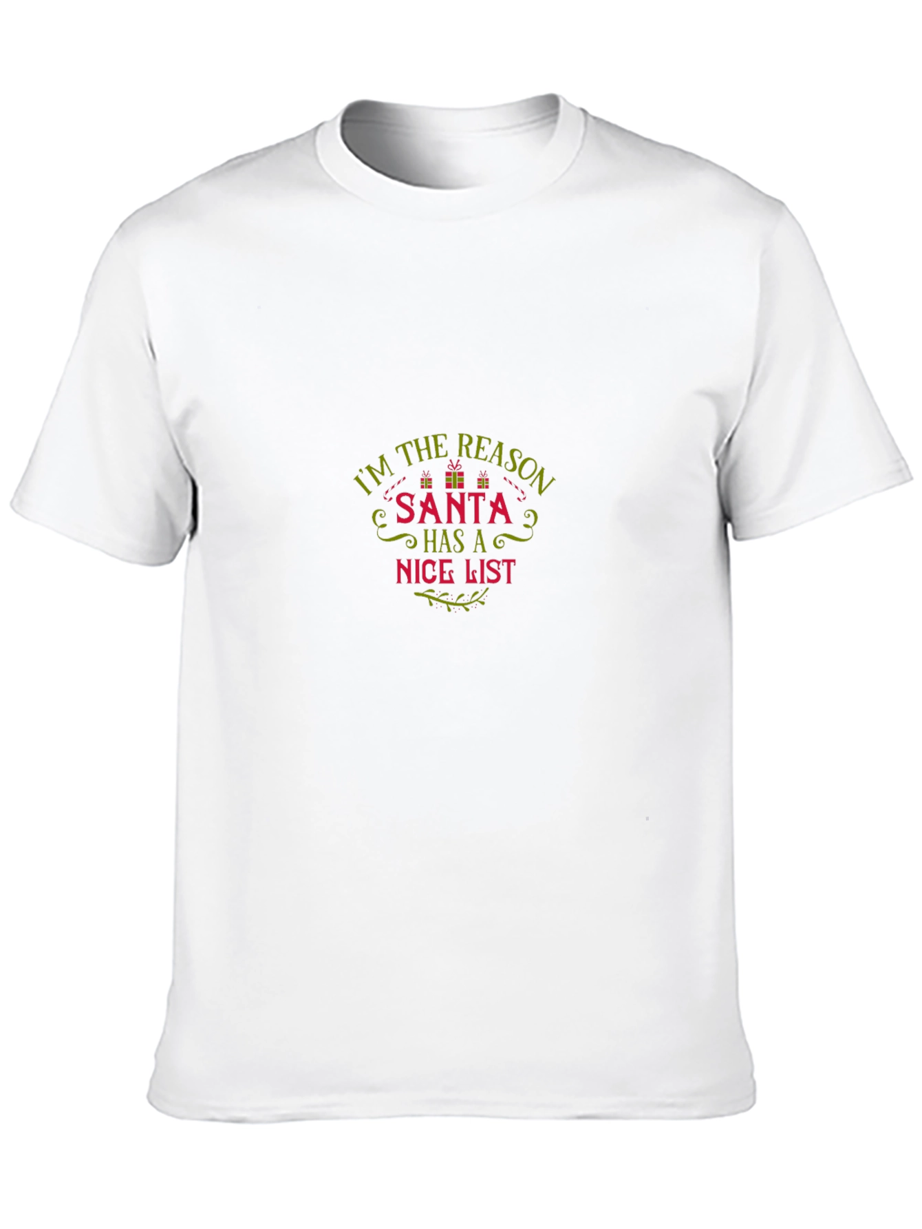 Funny Santa Nice List Crew Neck T-Shirt