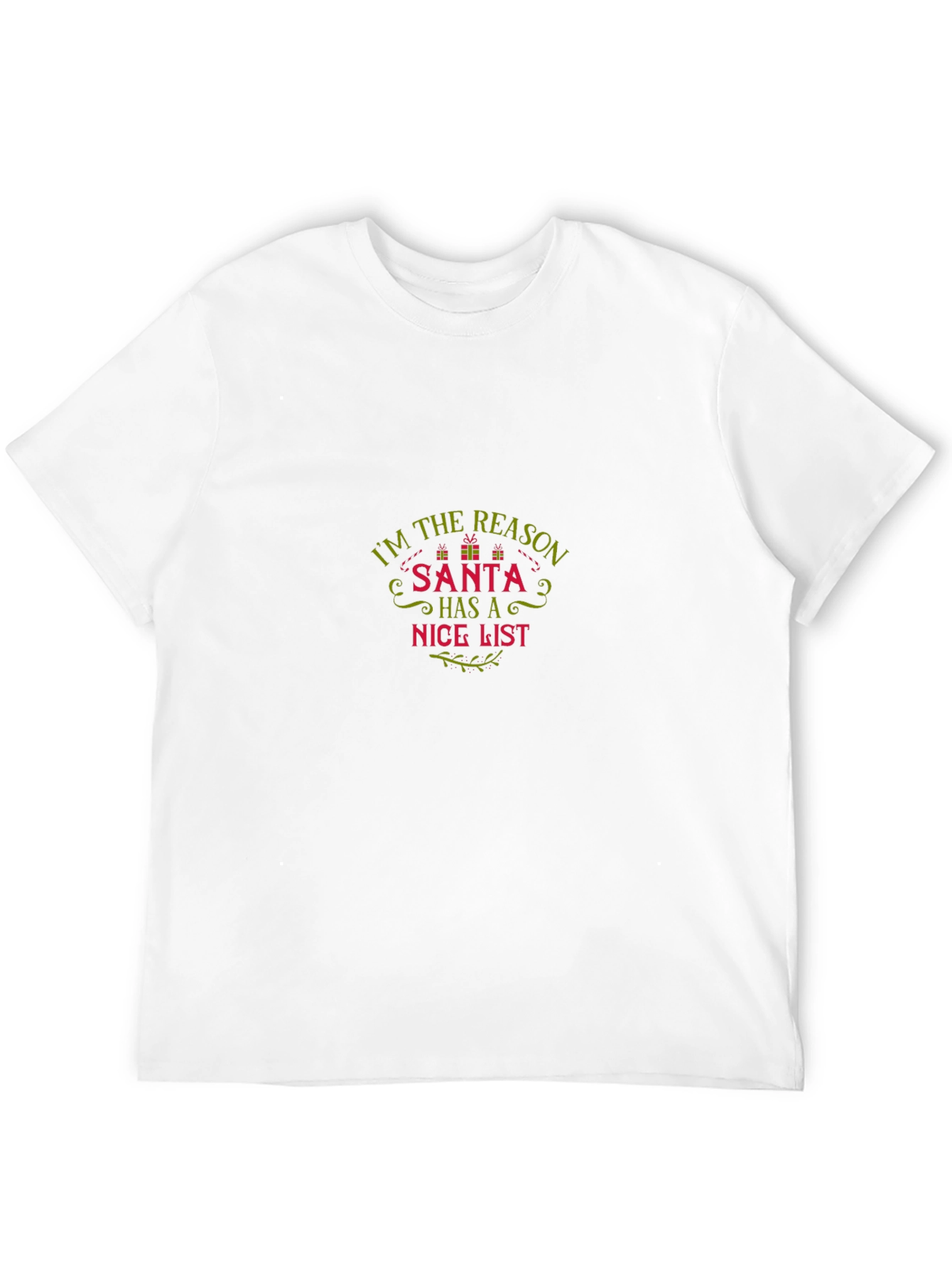 Funny Santa Nice List Crew Neck T-Shirt