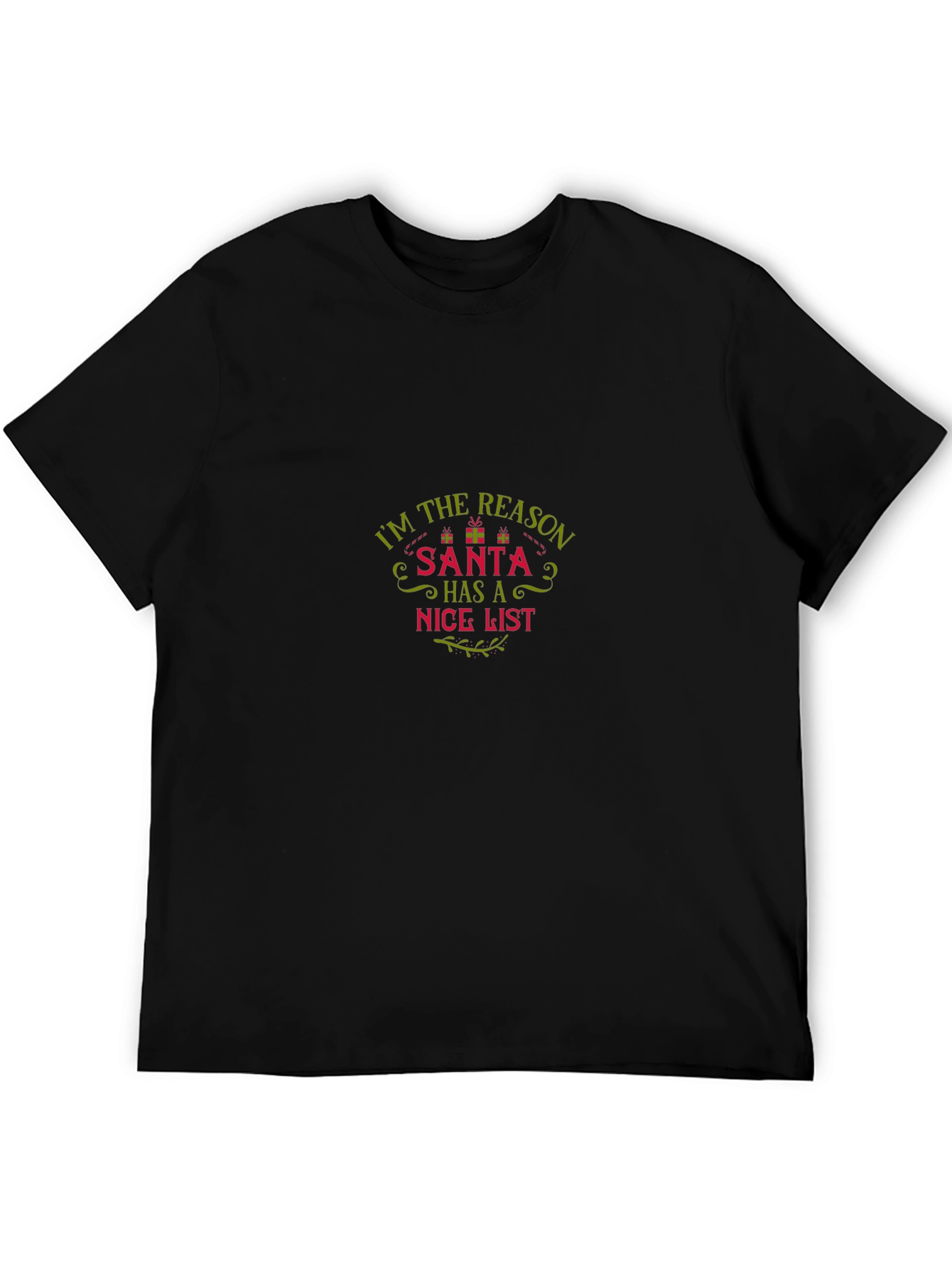 Funny Santa Nice List Crew Neck T-Shirt