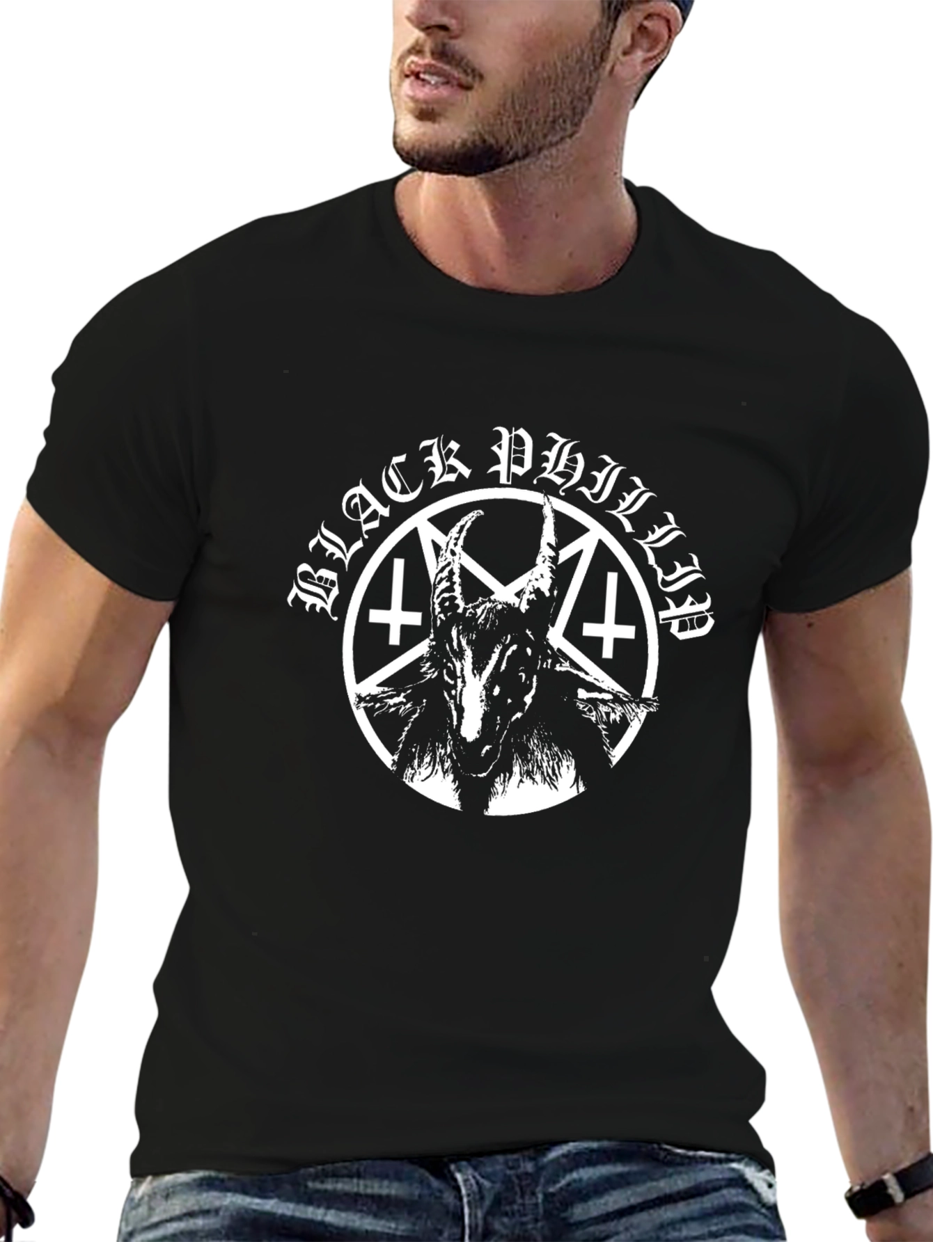 Black Phillip T-Shirt Goat Baphomet Satanic Design