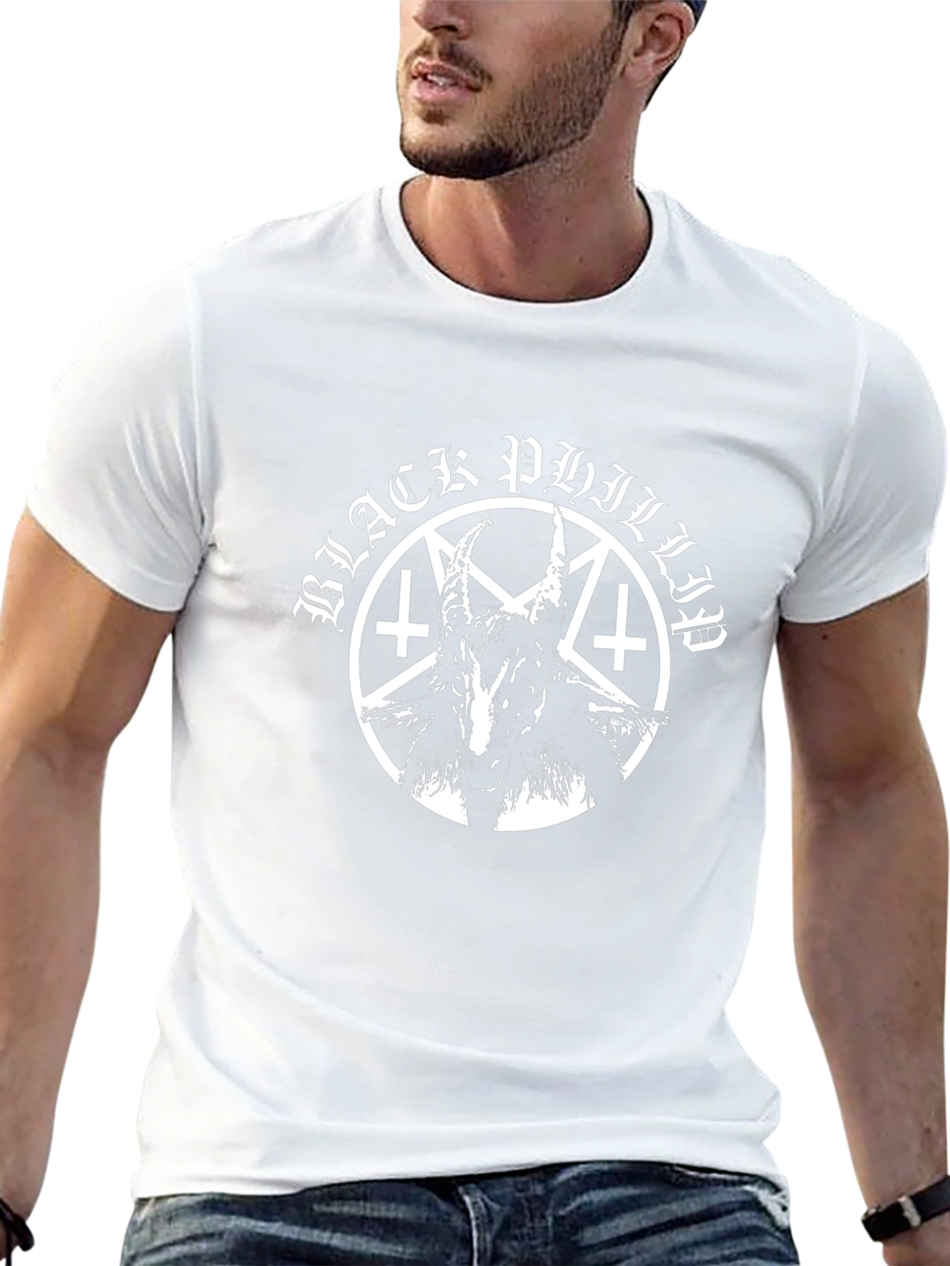 Black Phillip T-Shirt Goat Baphomet Satanic Design